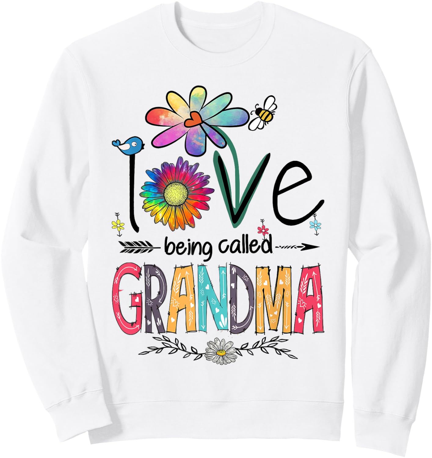 I Love Being Called Grandma Daisy Flower Cute Mother's Day Sweatshirt - Sweatshirt | White