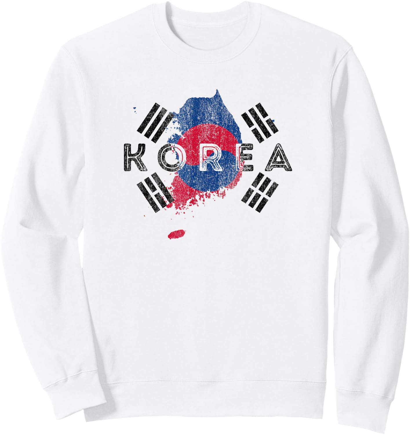 Korean Map and Flag - Unique Korea Word Art Souvenir Sweatshirt - Sweatshirt | White