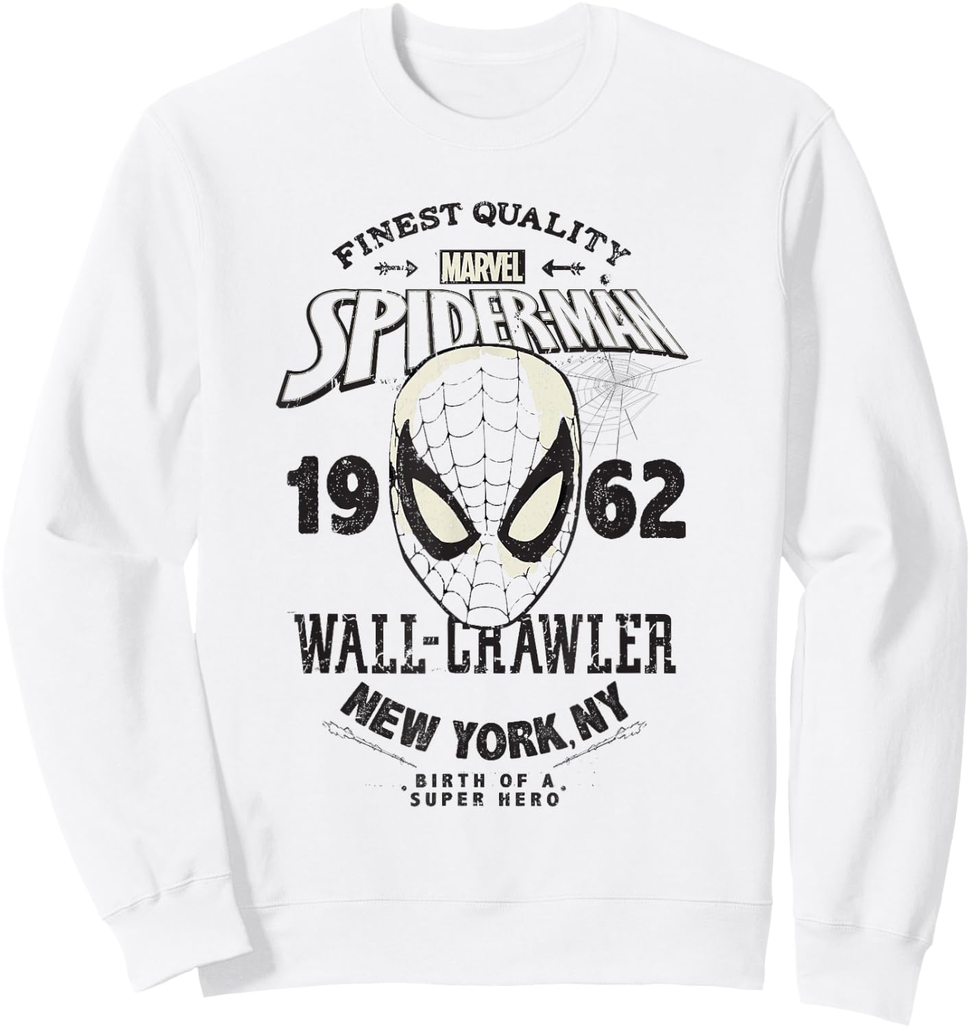 Marvel Spider-Man 1962 Birth Of A Super Hero Big Retro Logo Sweatshirt - Sweatshirt | White
