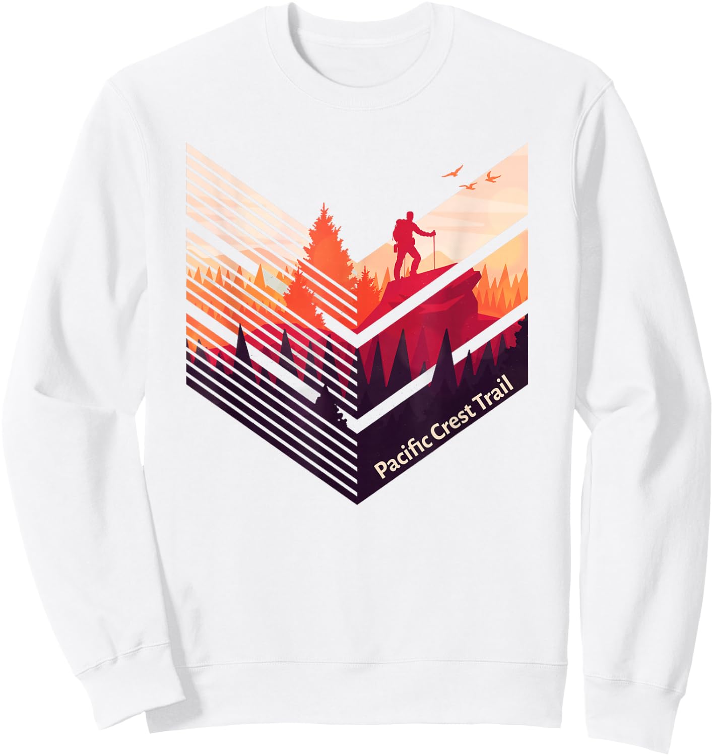 Pacific Crest Trail Backpacking Military Style Graphic Sweatshirt - Sweatshirt | White