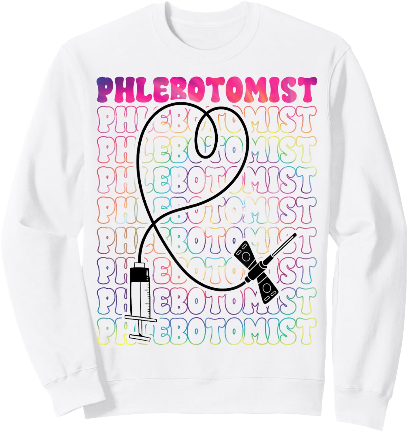 Phlebotomist Heart Tie Dye Phlebotomy Technician Tech Nurse Sweatshirt - Sweatshirt | White