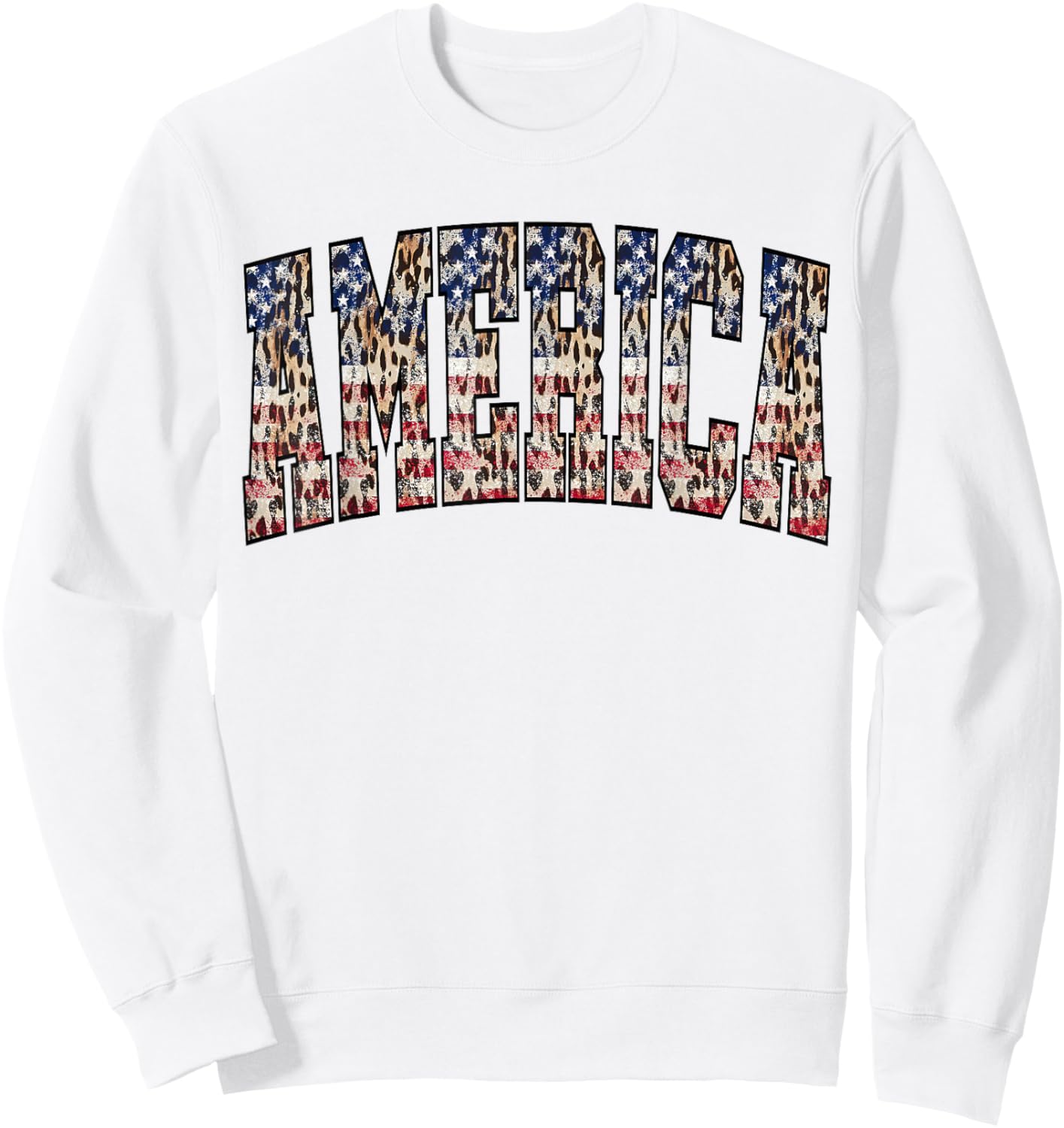 America Flag Leopard Tie Dye Patriotic 4th Of July Sweatshirt - Sweatshirt | White