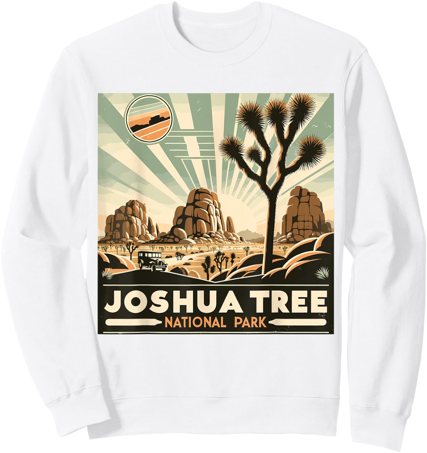Joshua Tree National Park Vintage Hiking Camping Outdoor Sweatshirt - Sweatshirt | White