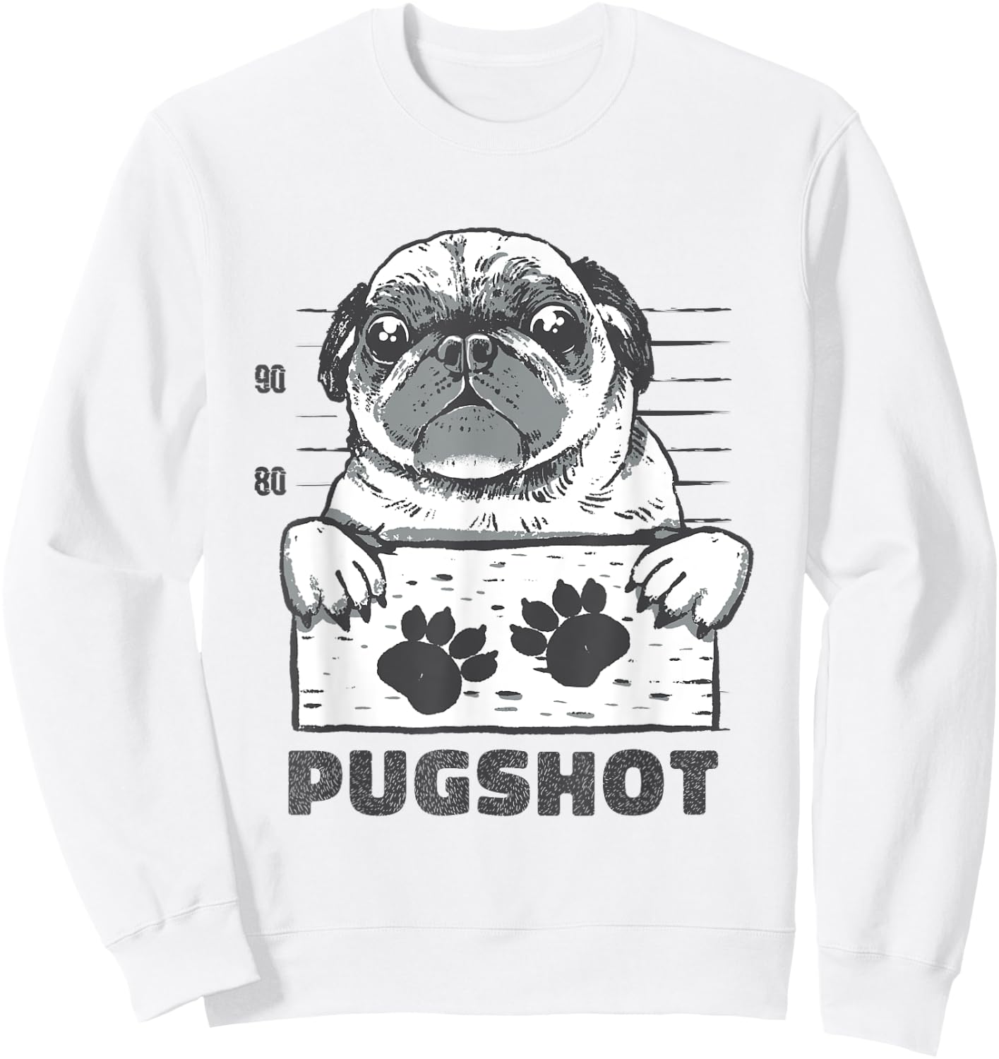 Pugshot - Pug Sweatshirt - Sweatshirt | White