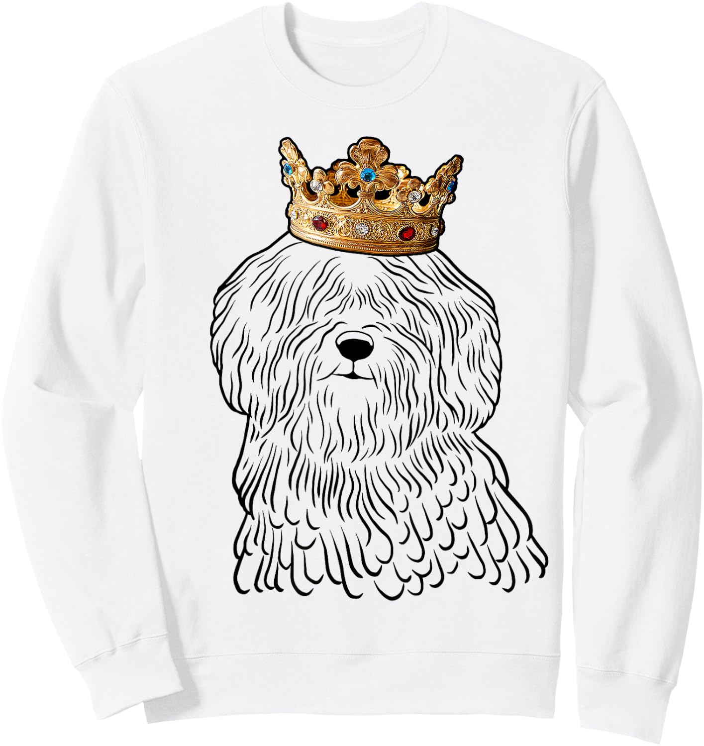 Puli Dog Wearing Crown Sweatshirt - Sweatshirt | White