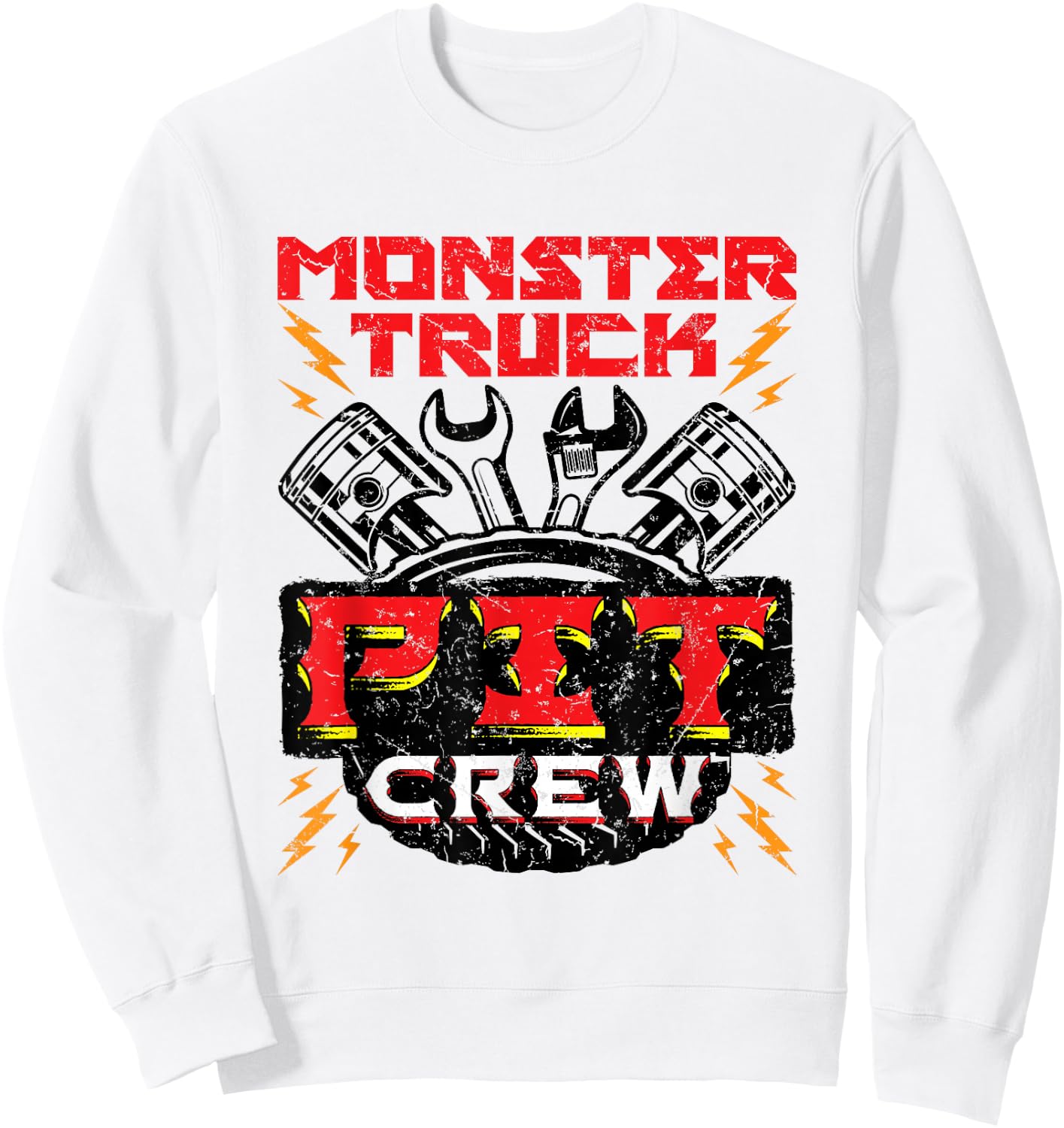 Monster Truck Pit Crew Men Boys Jam Rally Sweatshirt - Sweatshirt | White