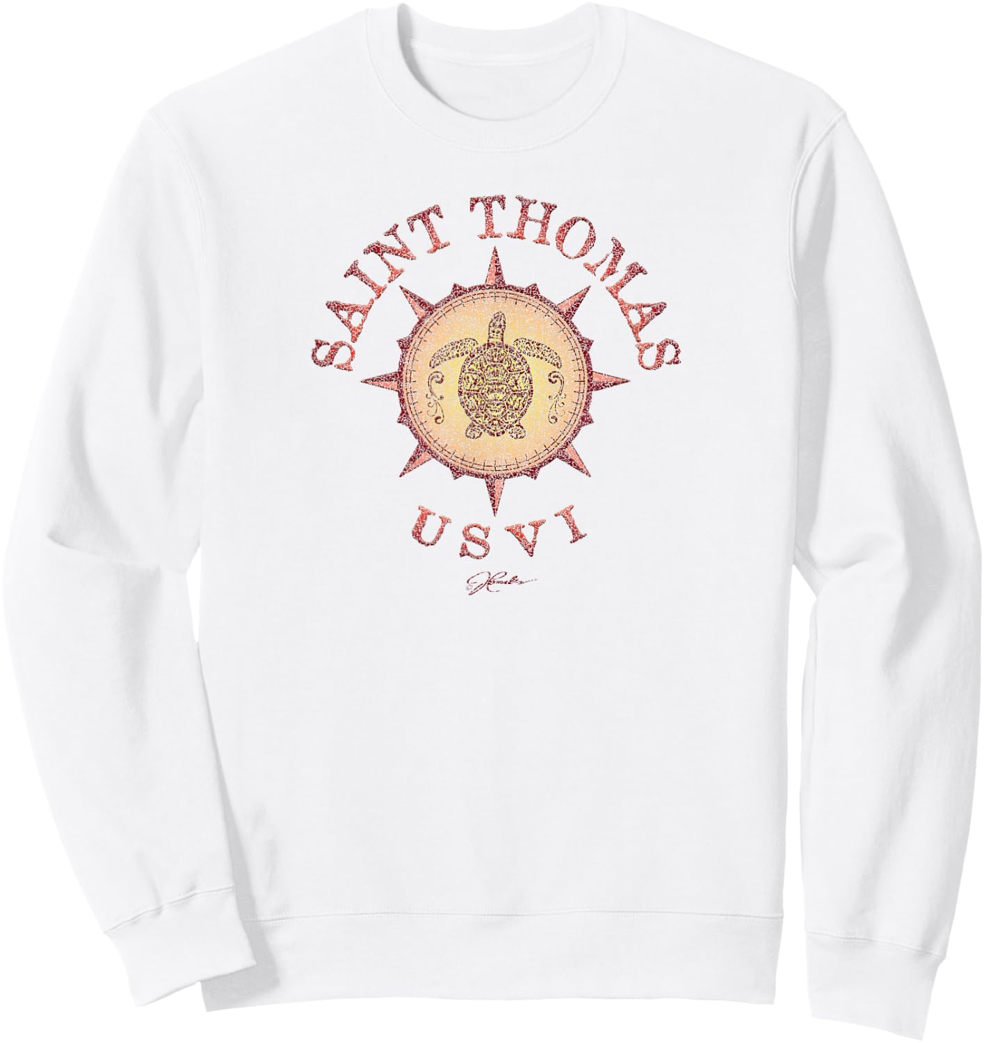 JCombs: Saint Thomas, USVI, Sea Turtle on Windrose Sweatshirt - Sweatshirt | White