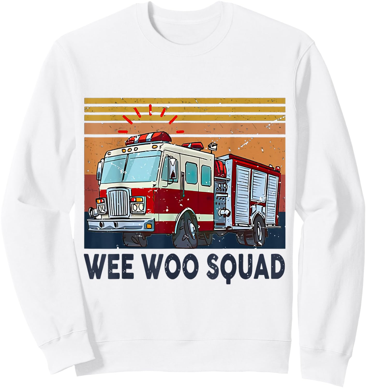 Wee Woo Squad Fire Truck Firefighter Vintage Sweatshirt - Sweatshirt | White