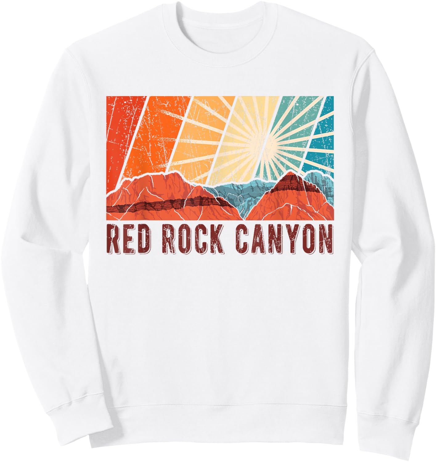 Retro Red Rock Canyon Nevada Souvenir Graphic Themed Print Sweatshirt - Sweatshirt | White
