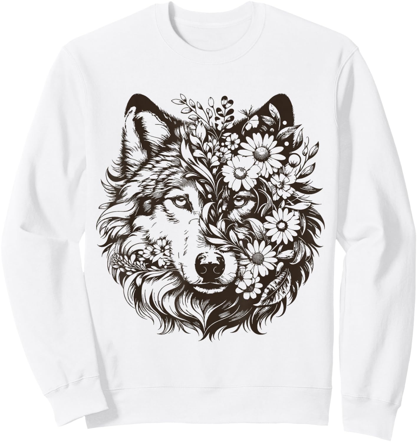 Therian Alpha Wolf Grunge Aesthetic Sweatshirt - Sweatshirt | White
