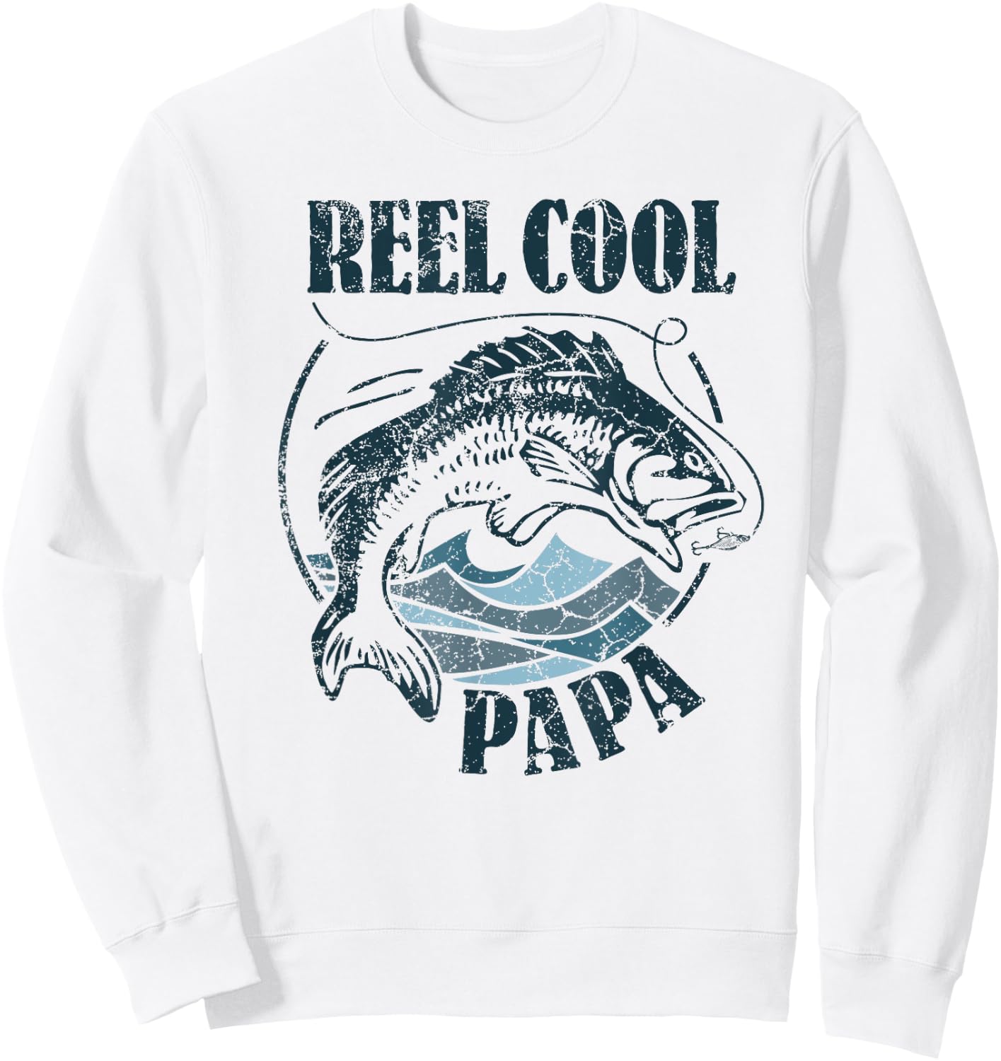 Reel Cool Papa Fishing Dad Gifts Father's Day Bass Fisherman Sweatshirt - Sweatshirt | White