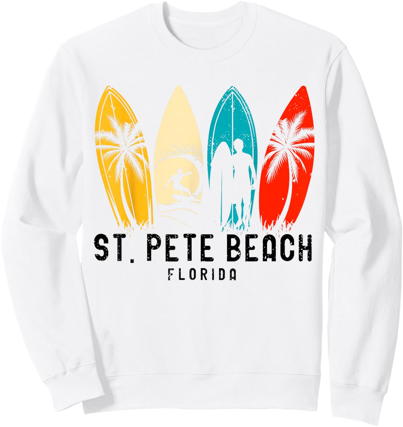Vintage St Pete Beach Florida Surfboarder Sweatshirt - Sweatshirt | White