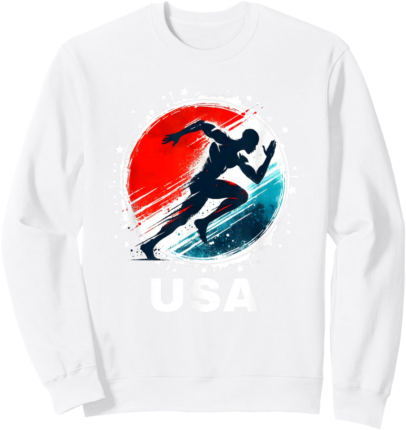 Track & Field USA Go USA Running USA Flag Track Field Sweatshirt - Sweatshirt | White