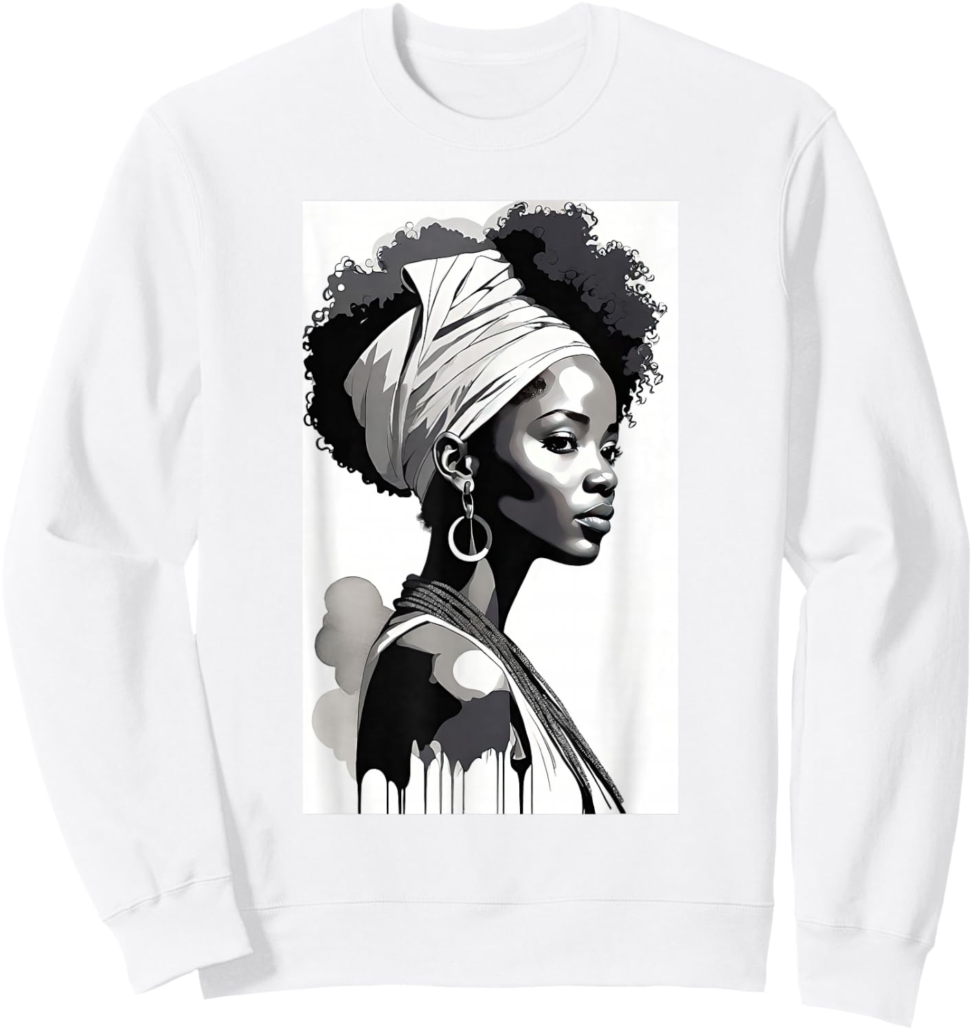 Afro Women Artwork African Women Graphic Sweatshirt - Sweatshirt | White
