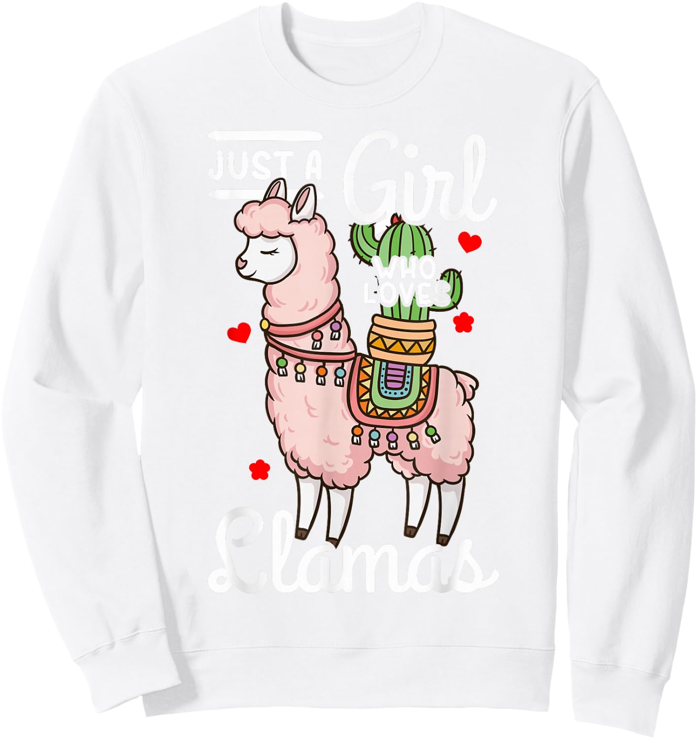 Llama Just a Girl Who Loves Llamas Sweatshirt - Sweatshirt | White