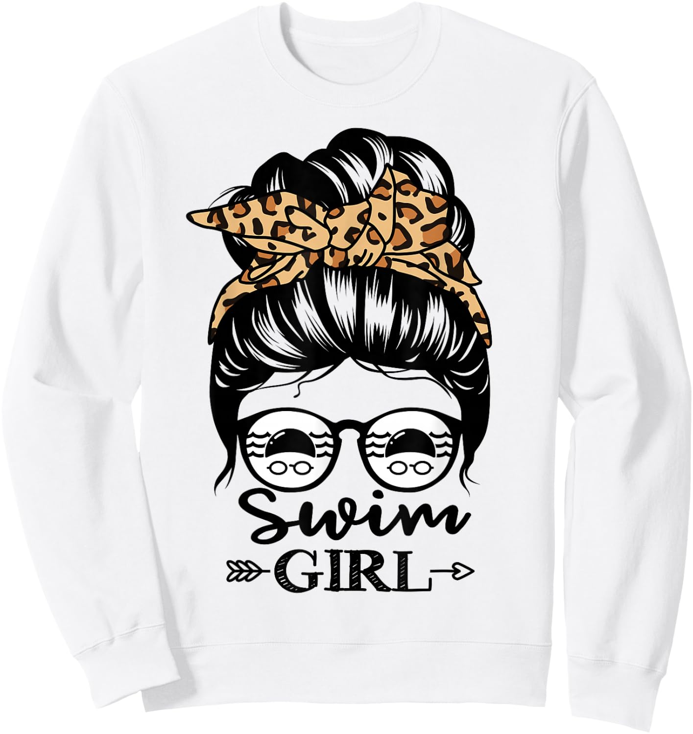 Swim Girl Messy Bun Hair Funny Swimmer Sweatshirt - Sweatshirt | White
