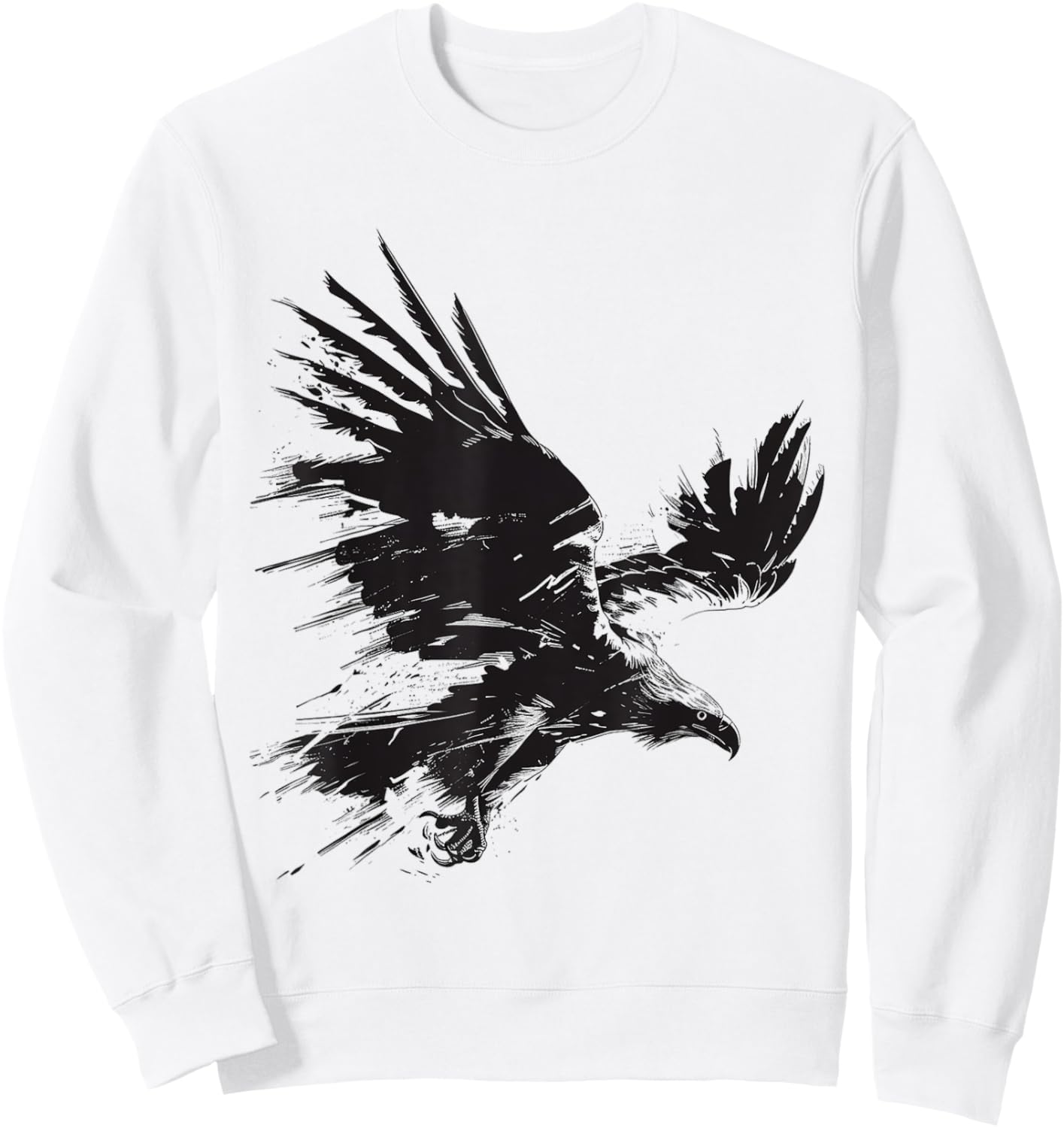 Eagle Animal Print Graphic Drawing Painting Eagle Sweatshirt - Sweatshirt | White