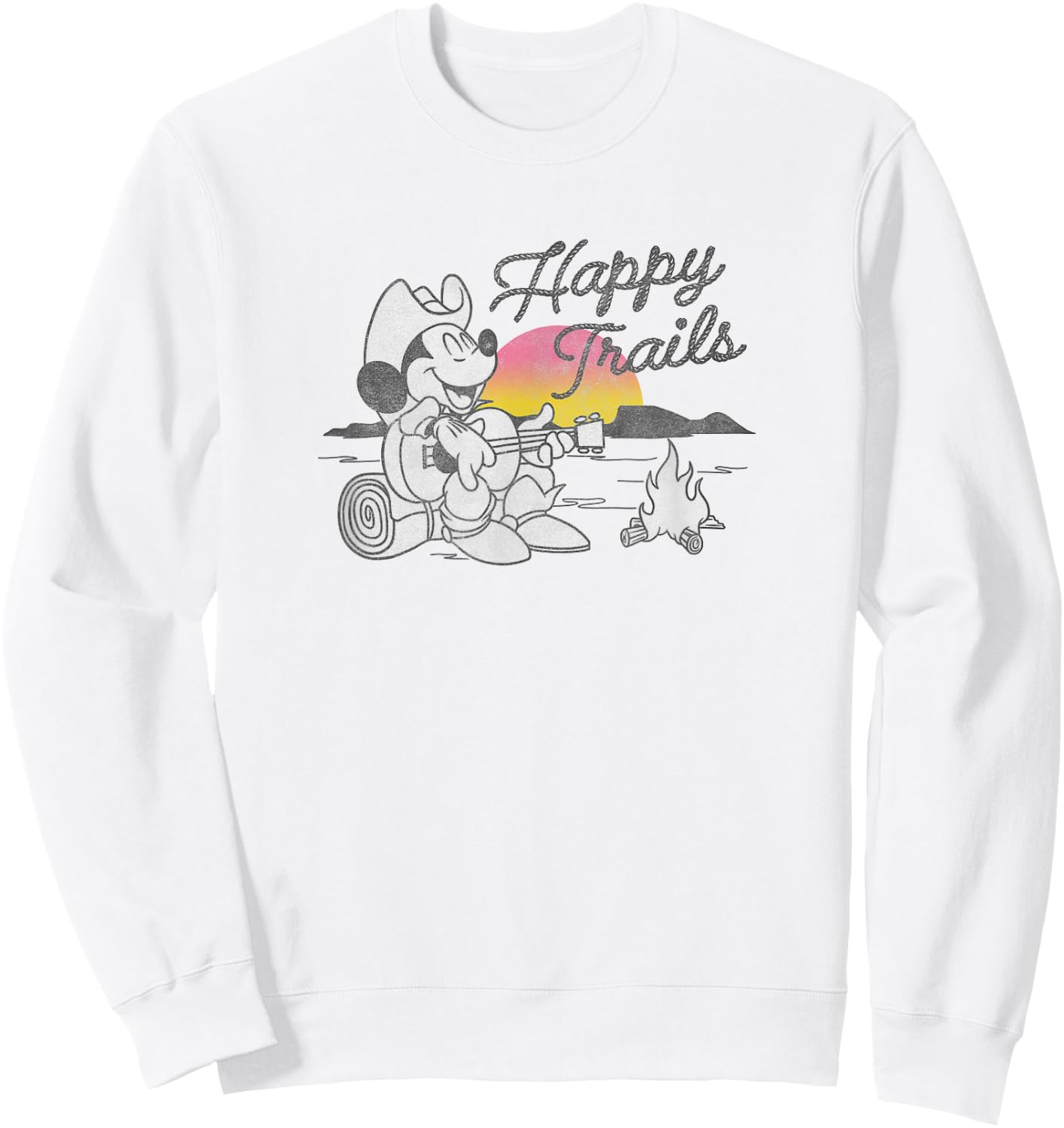 Disney Mickey Happy Trails Color Pop Sunset Camping Sweatshirt - Sweatshirt | White