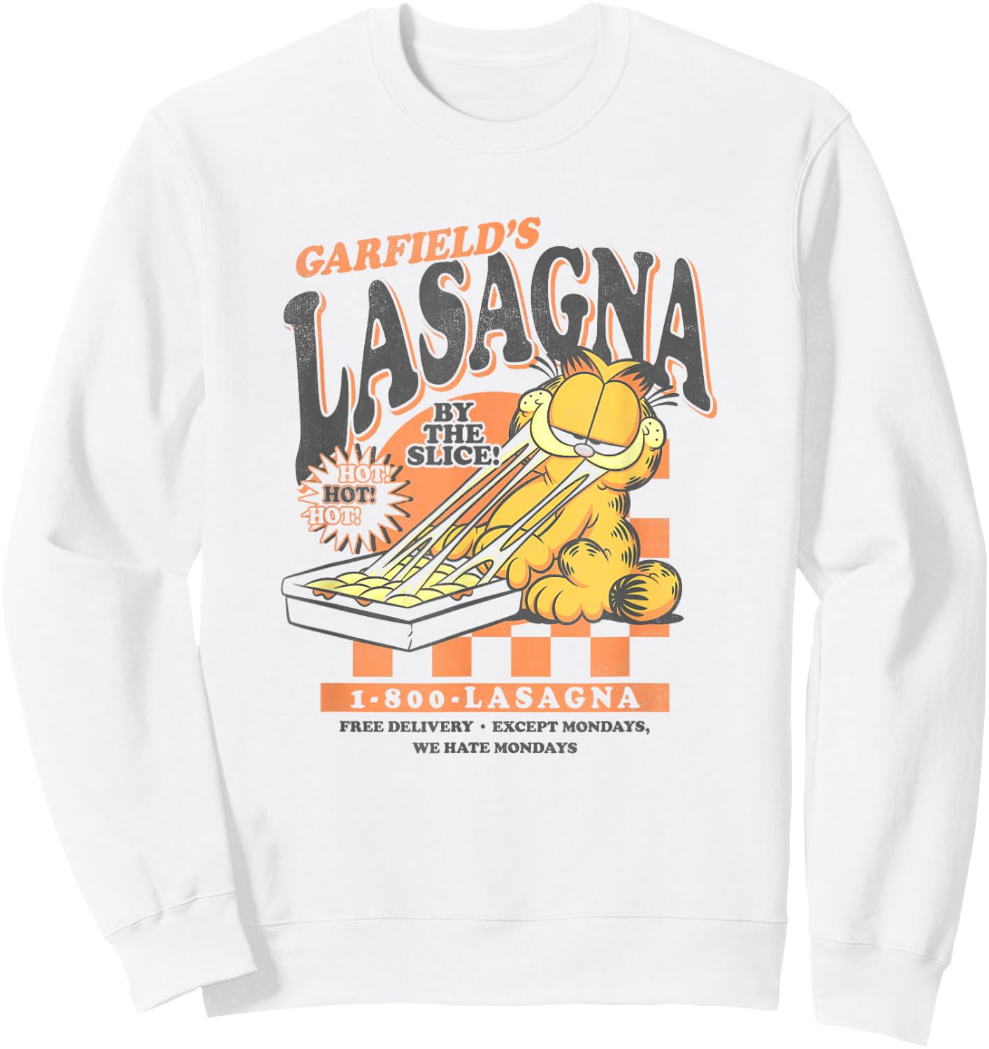 Garfield Vintage by The Slice Garfield's Lasagna Poster Sweatshirt - Sweatshirt | White