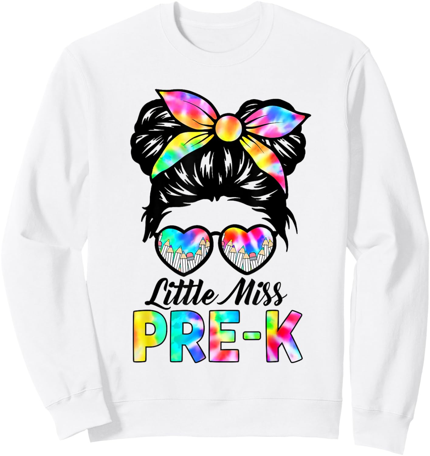 Little Miss PRE-K 1st Day Back To School Preschool Girls Kid Sweatshirt - Sweatshirt | White