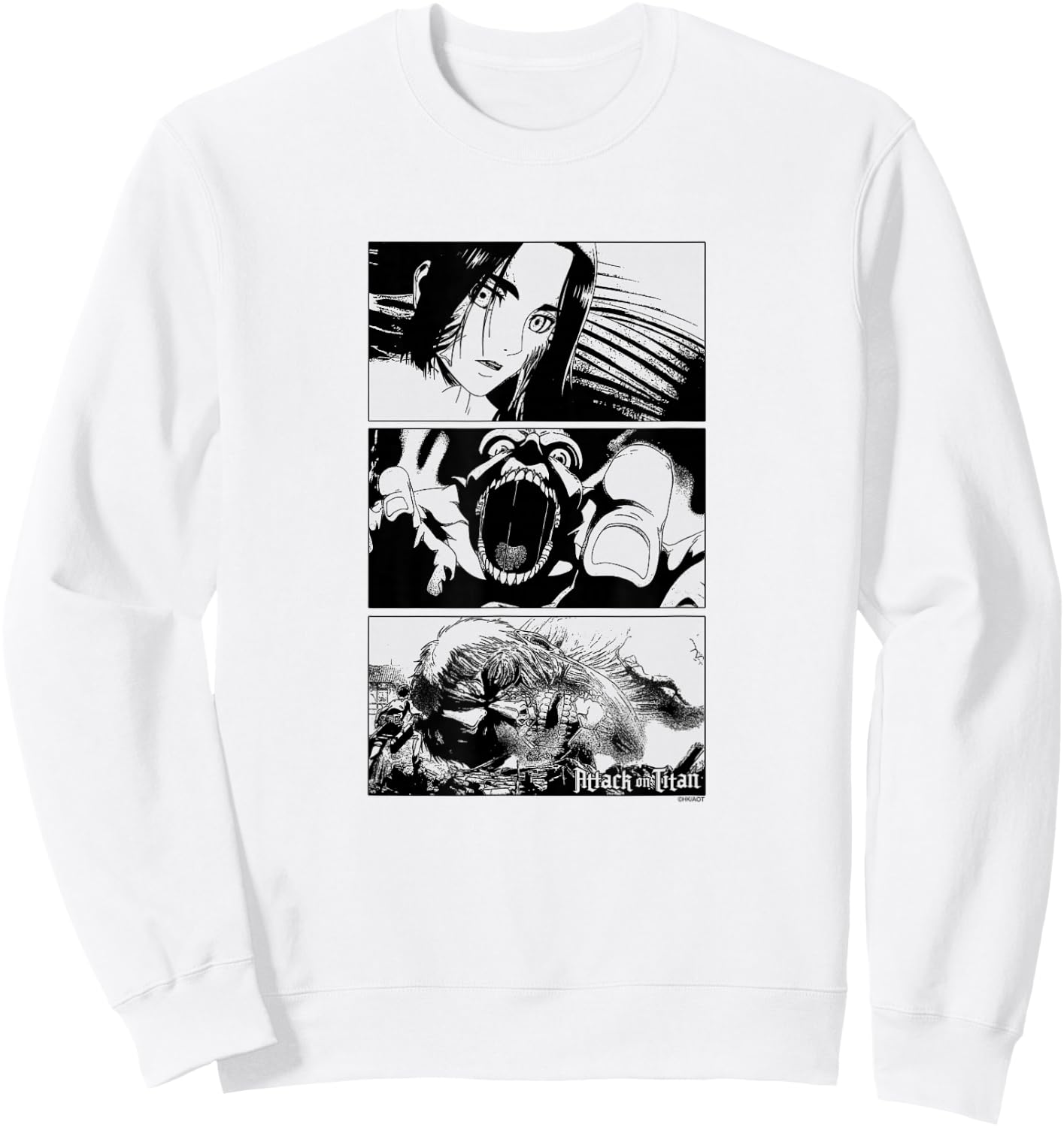 Attack on Titan Season 3 Stacked Scenes Black and White Sweatshirt - Sweatshirt | White