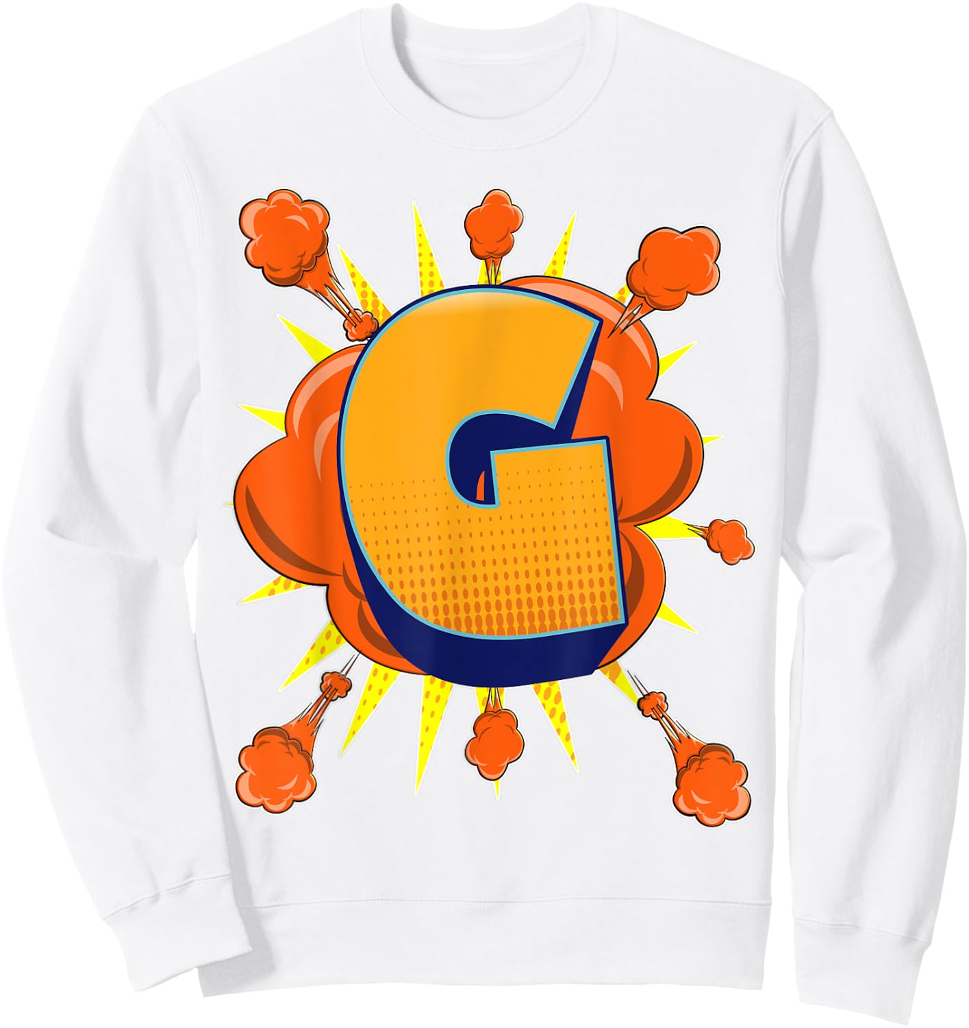 Letter G Initial Comic Book Vintage Matching Family Fun Gift Sweatshirt - Sweatshirt | White