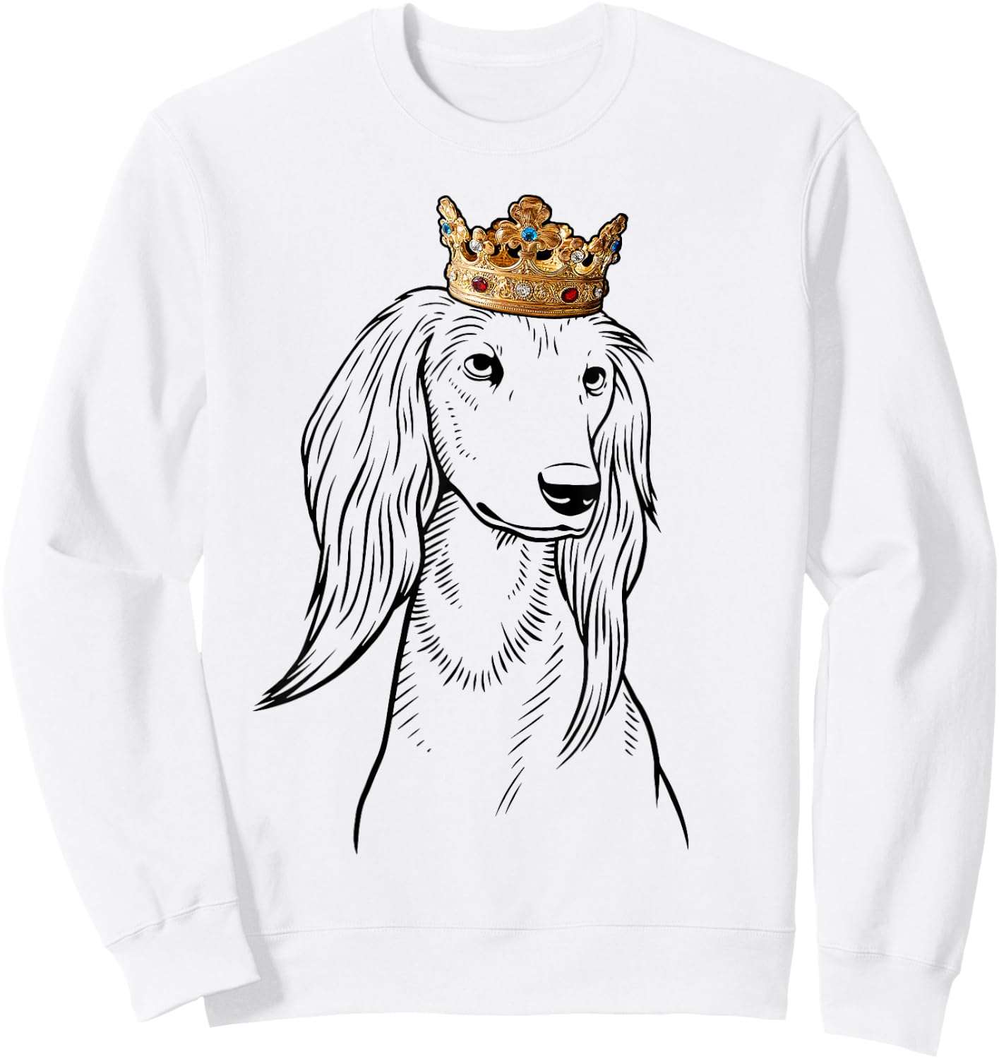 Saluki Dog Wearing Crown Sweatshirt - Sweatshirt | White