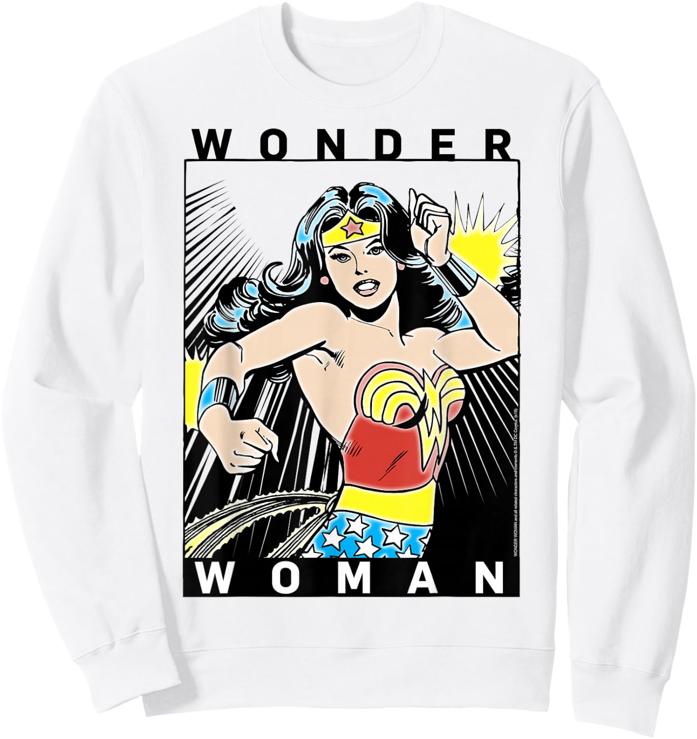 DC Comics Wonder Woman Vintage Style Comic Book Poster Sweatshirt - Sweatshirt | White