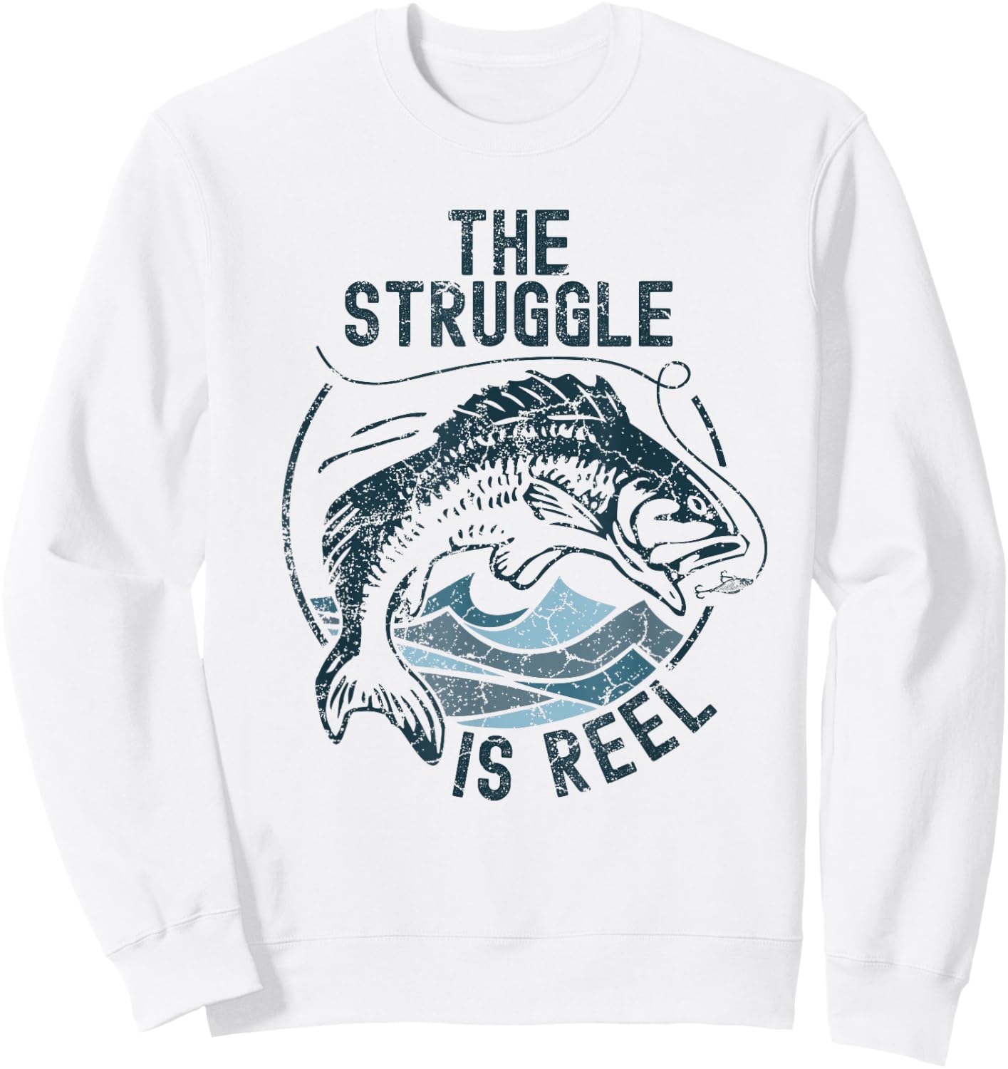 Funny Fishing The Struggle is Reel Fisherman Bass Fish Gift Sweatshirt - Sweatshirt | White