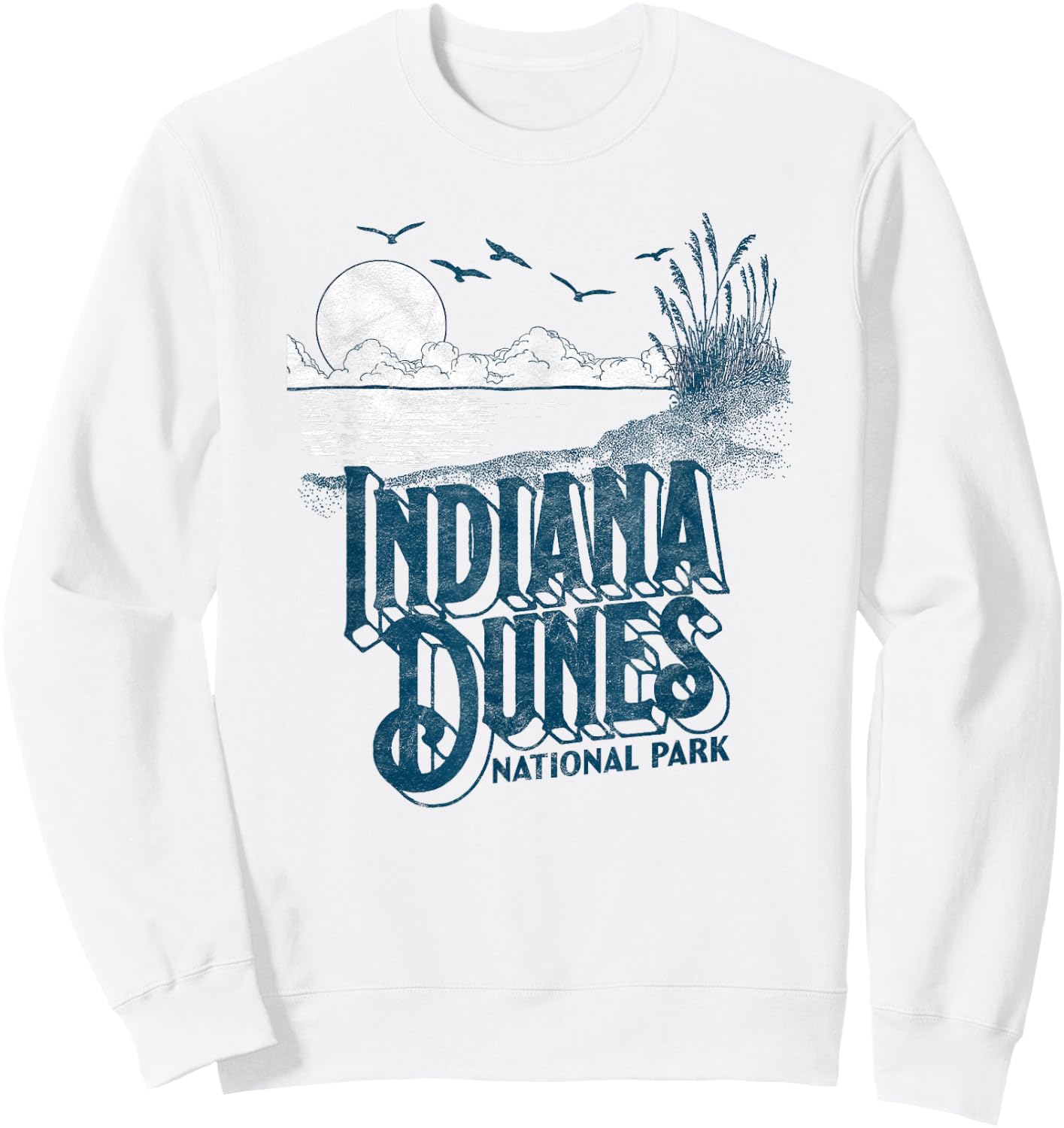 Vintage Indiana Dunes National Park Retro 80's Minimalist Sweatshirt - Sweatshirt | White