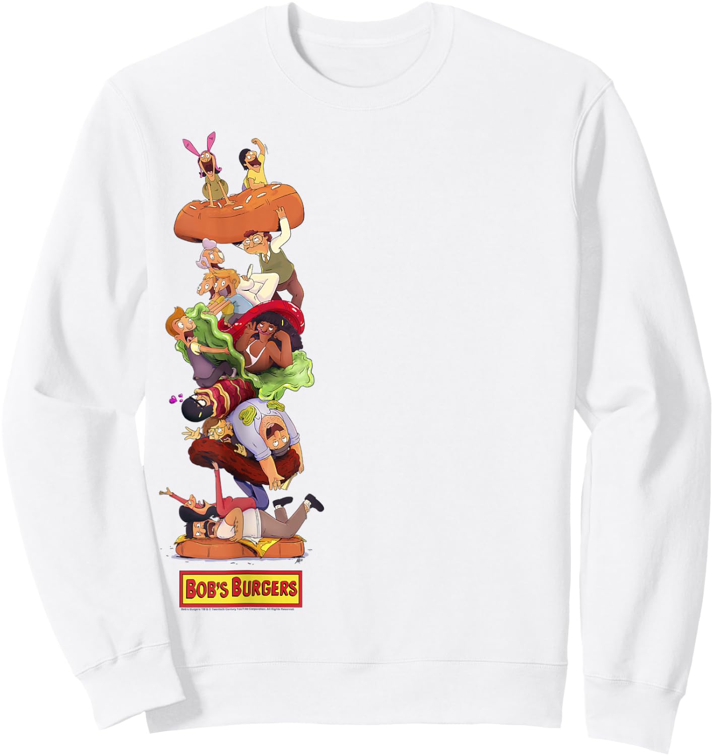 Bob's Burgers Group Shot Burger Stack Sweatshirt - Sweatshirt | White