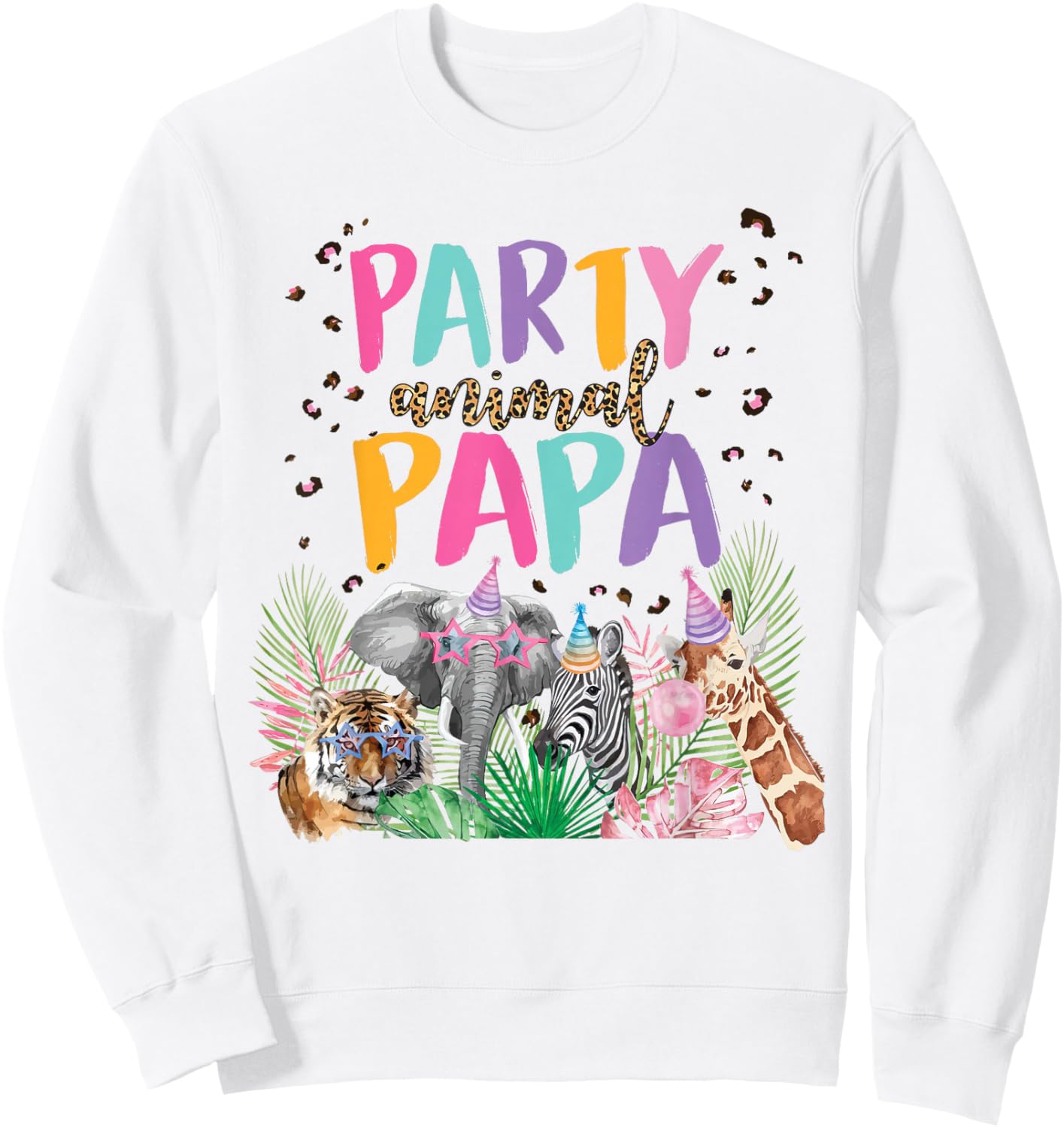 Papa Of The Birthday Boy Girl Zoo Theme Animal Party Sweatshirt - Sweatshirt | White