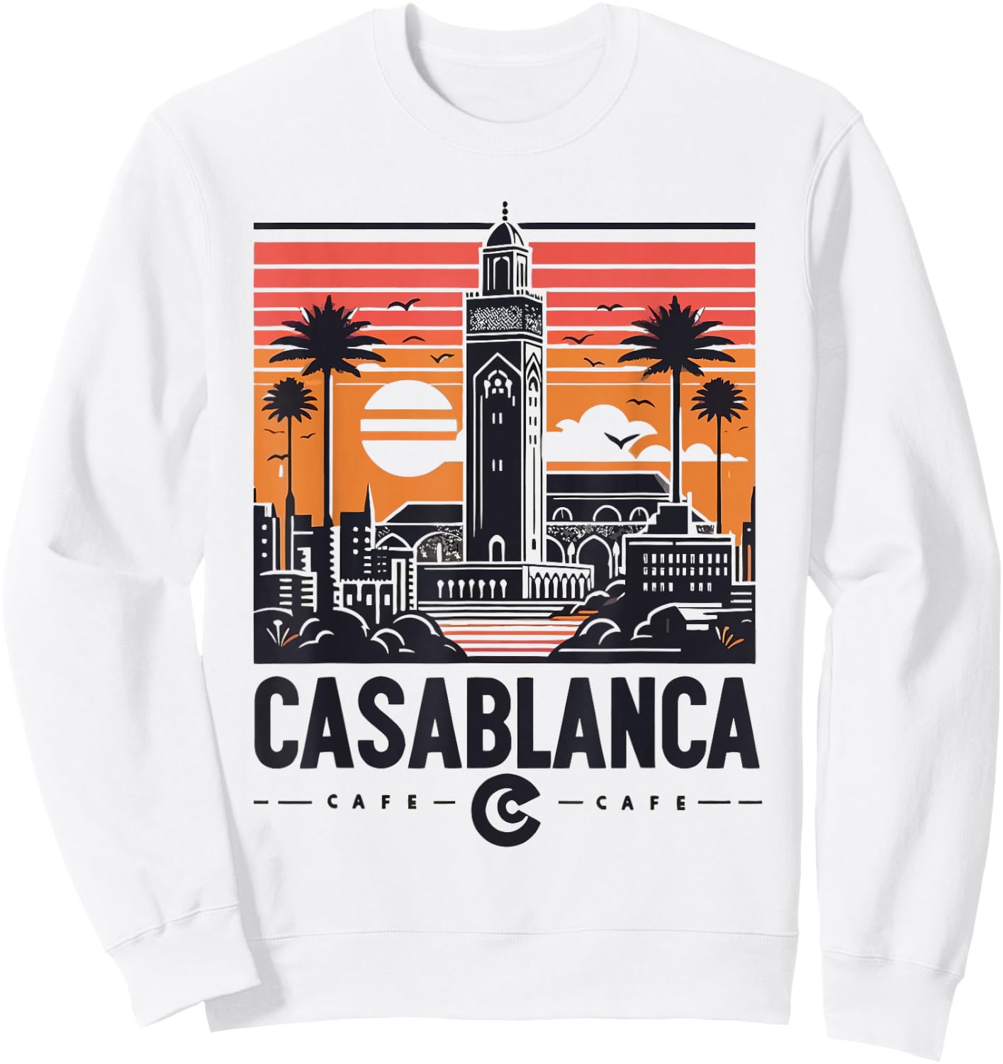 Vintage Casablanca Skyline Cafe Sweatshirt - Sweatshirt | White