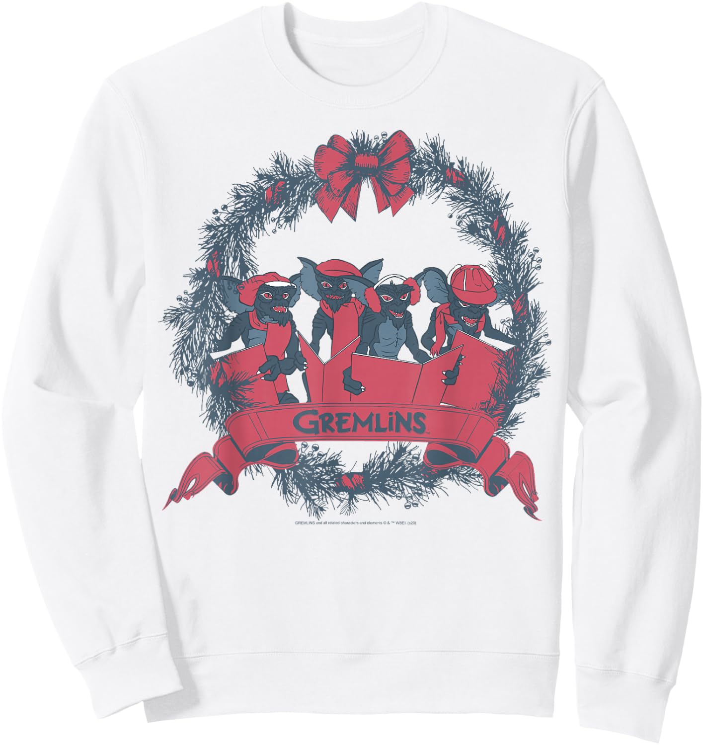 Gremlins Christmas Wreath Group Shot Sweatshirt - Sweatshirt | White