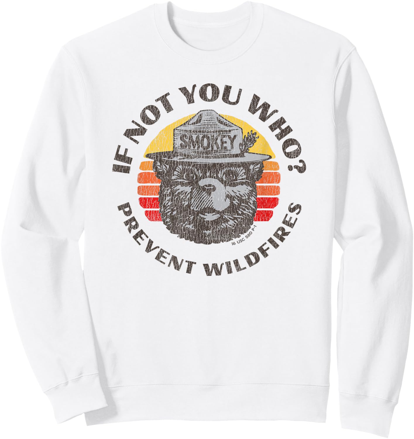 If Not You Who? Vintage Smokey Bear 80s Sunset Sweatshirt - Sweatshirt | White