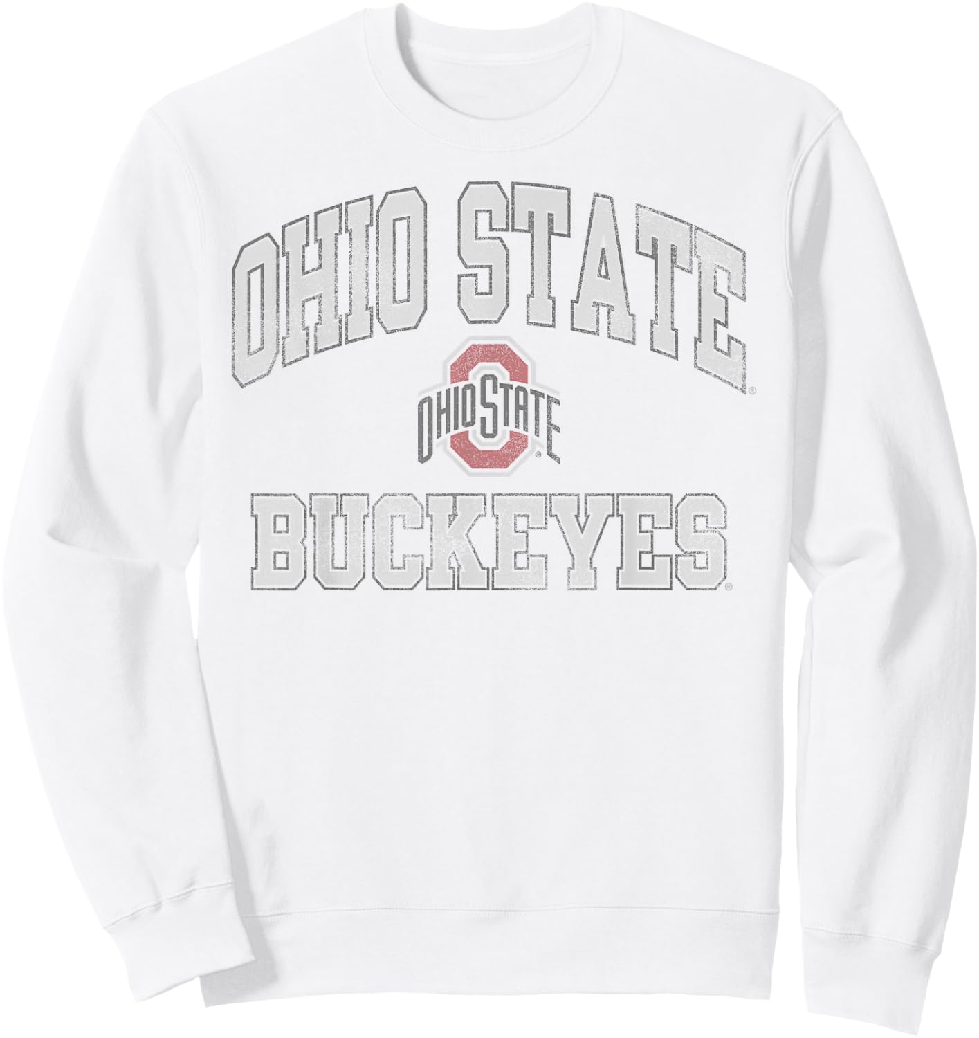 Ohio State Buckeyes Vintage Worn Gray Officially Licensed Sweatshirt - Sweatshirt | White