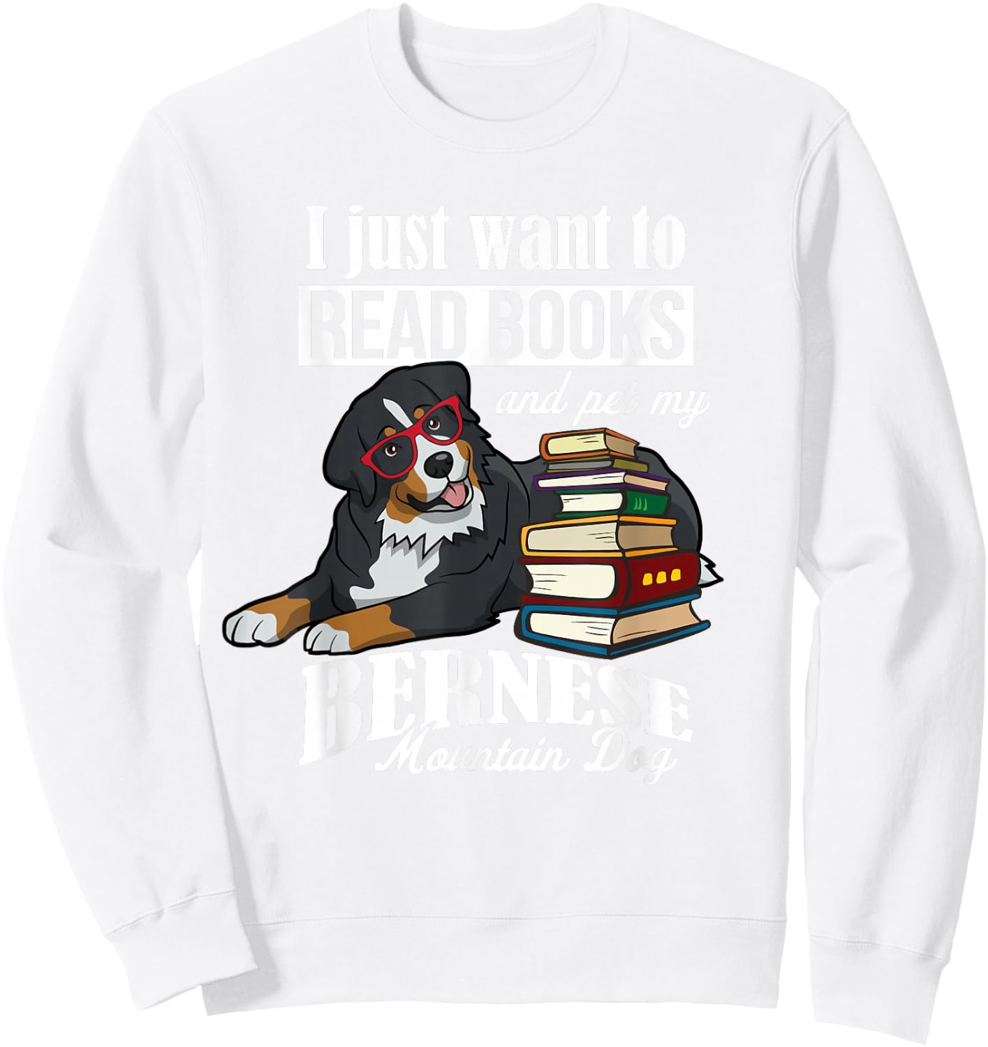 Retro Vintage Read Books Bernese Mountain Dog Lover Sweatshirt - Sweatshirt | White