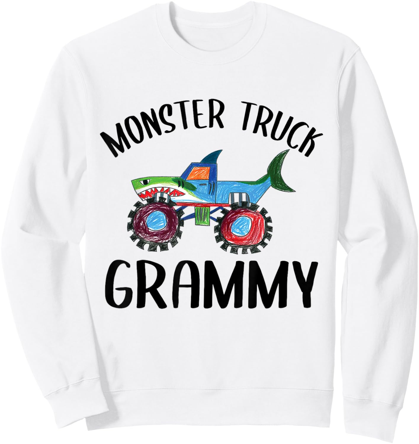 Children's Doodles Draw, Monster Truck Grammy Sweatshirt - Sweatshirt | White