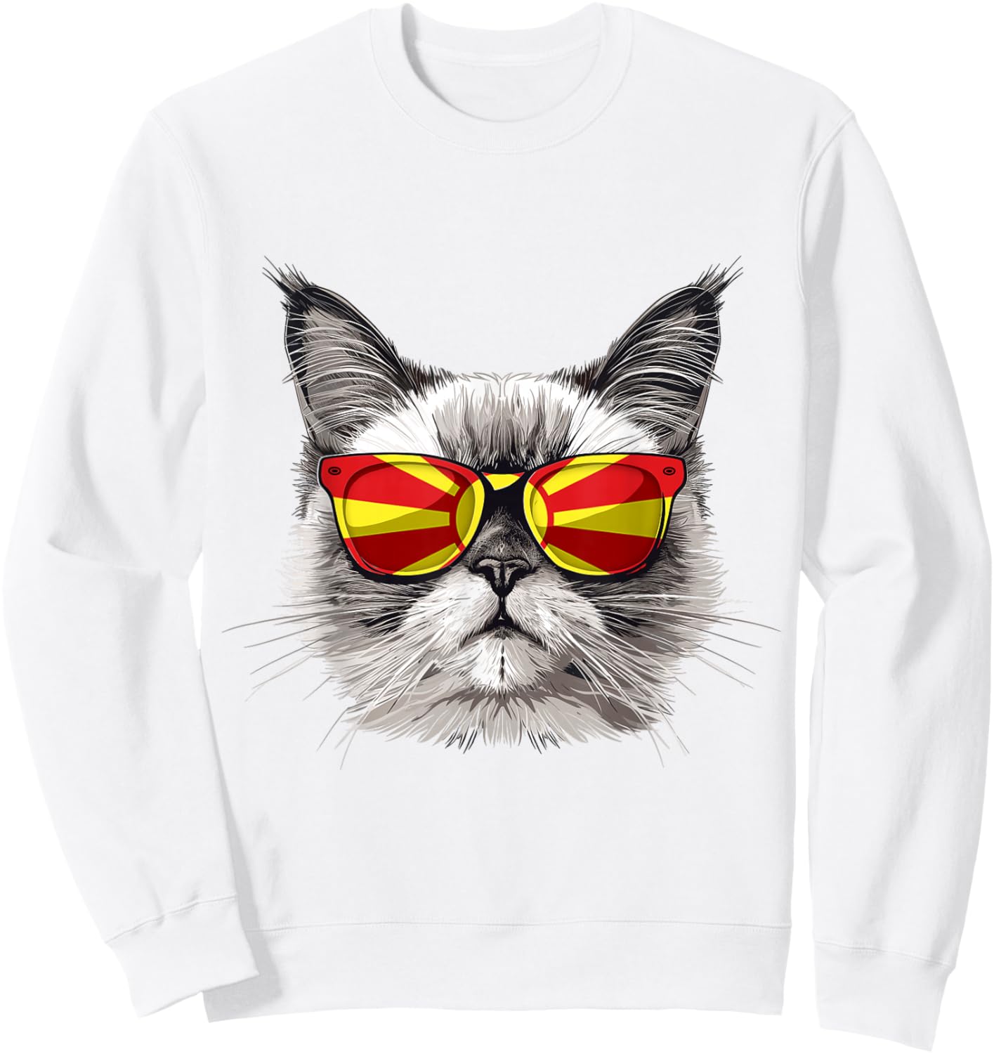 Macedonia Flag Cat Mom Souvenirs Products Kitten Macedonian Sweatshirt - Sweatshirt | White