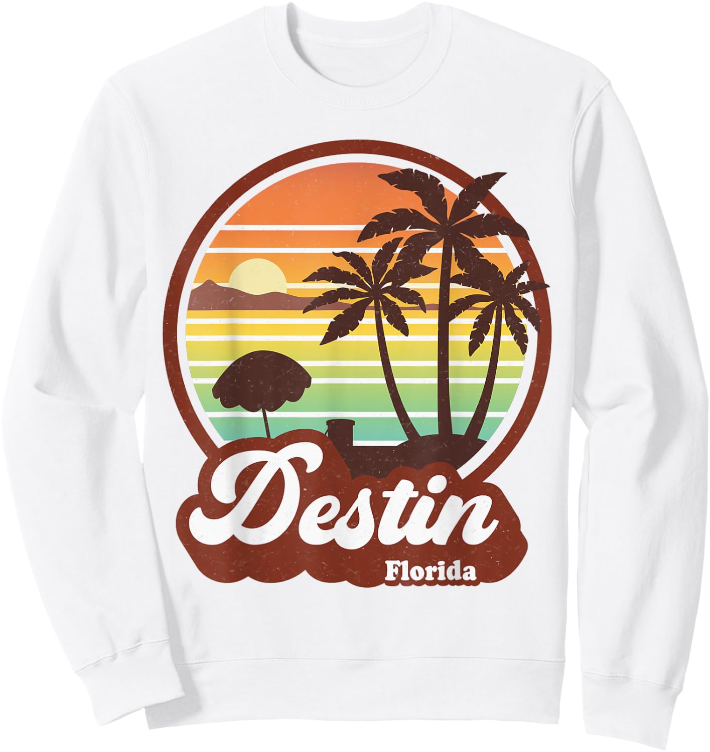 Vintage Destin Florida FL 80s Beach Souvenir Palm Tree Women Girls Kids Sweatshirt - Sweatshirt | White