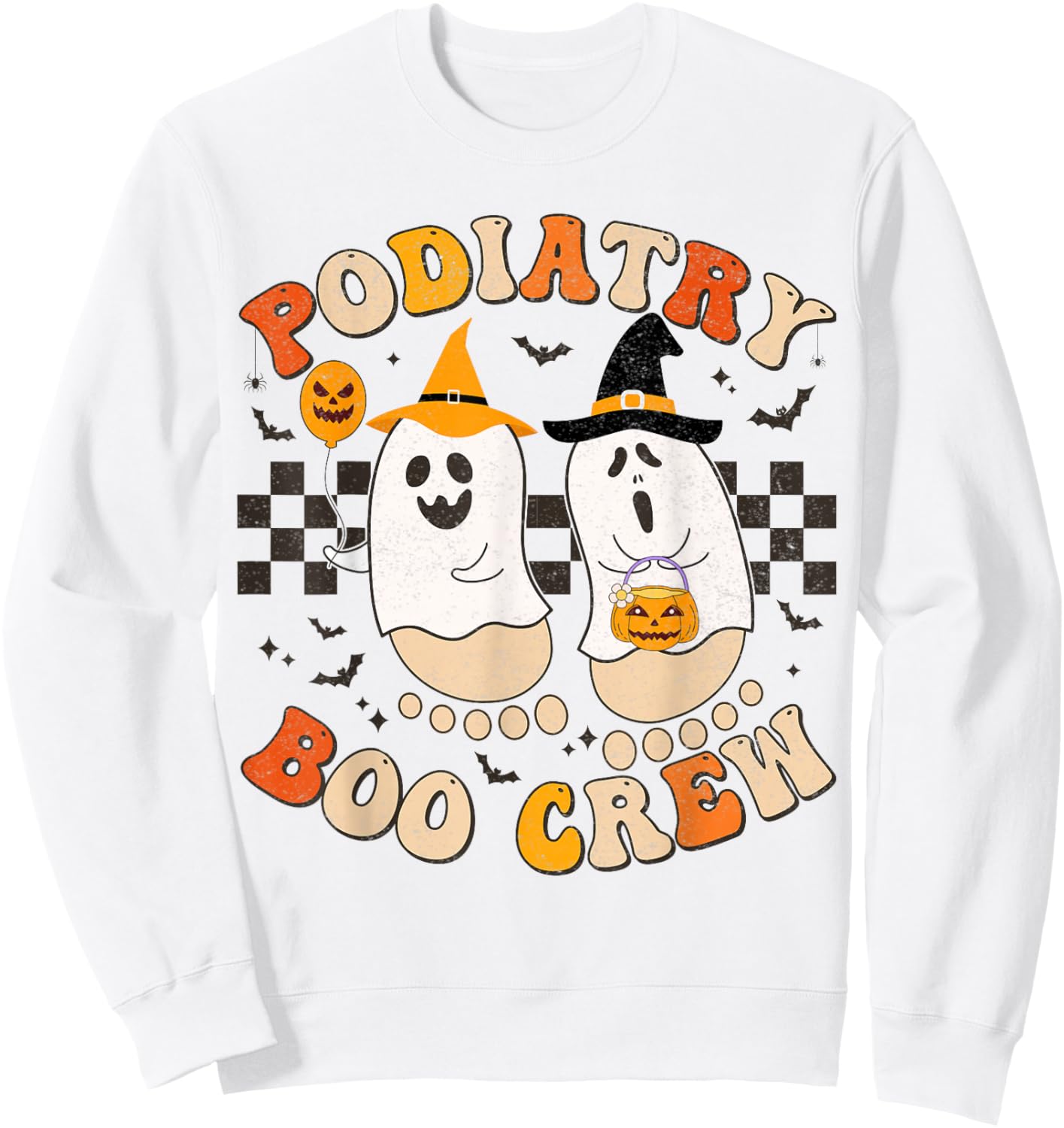 Halloween Foot Doctor Podiatrist Podiatry Boo Crew Ghost Sweatshirt - Sweatshirt | White