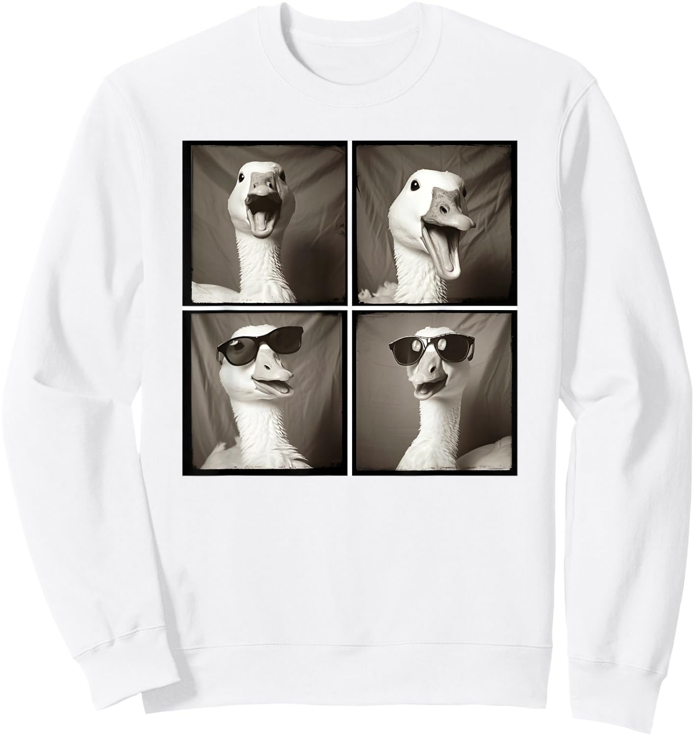 Cool Goose Farmyard Geese Funny Animal Wearing Sunglasses Sweatshirt - Sweatshirt | White