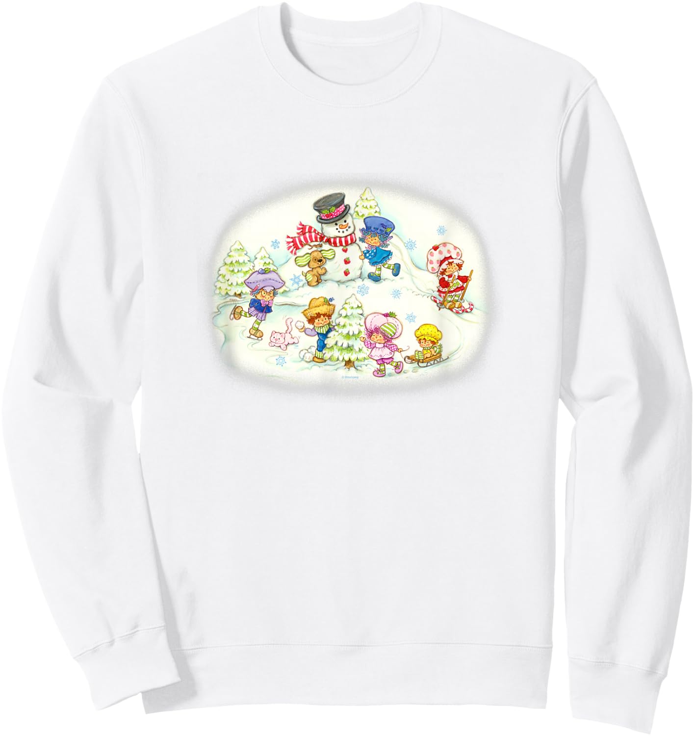 Strawberry Shortcake Christmas Playing On The Snow Poster Sweatshirt - Sweatshirt | White