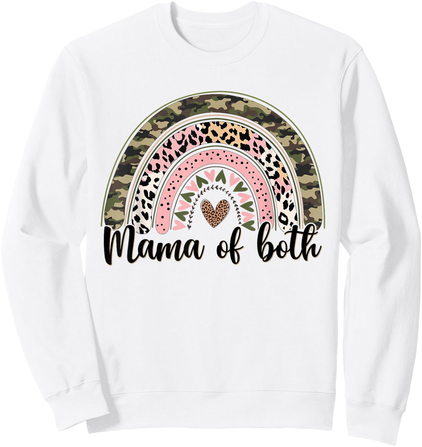 Glitter & Dirt Mom Mama of Both Leopard & Camo Mother's Day Sweatshirt - Sweatshirt | White