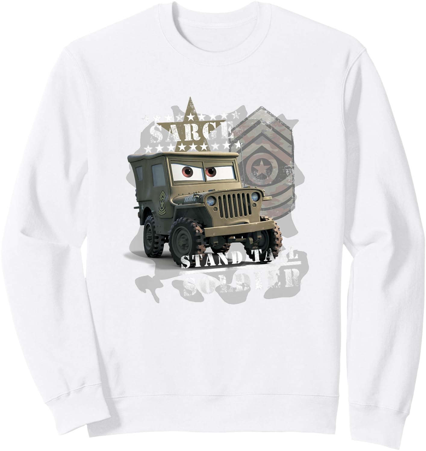 Disney Pixar Cars Sarge Stand Tall Soldier Vintage Shot Sweatshirt - Sweatshirt | White