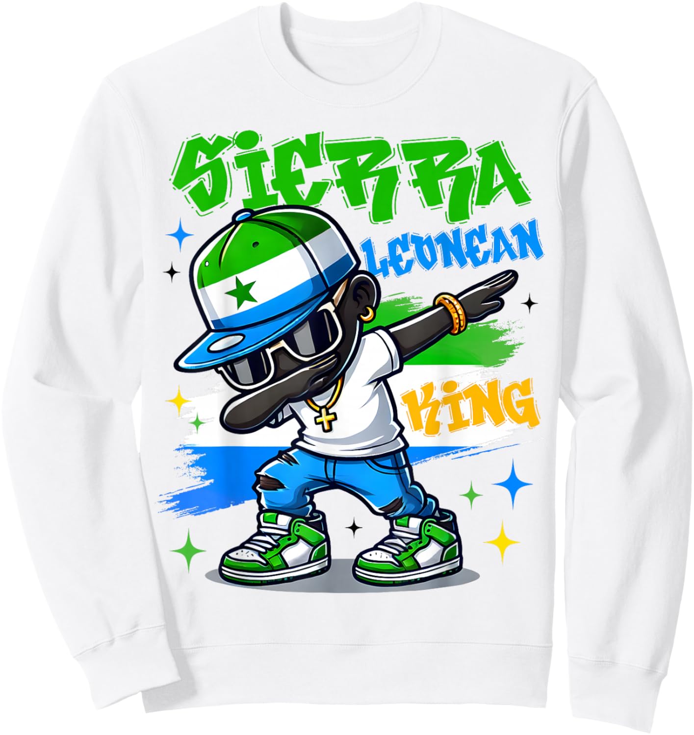 Sierra Leonean King dabbing Sierra Leone Flag Pride for Kids Sweatshirt - Sweatshirt | White