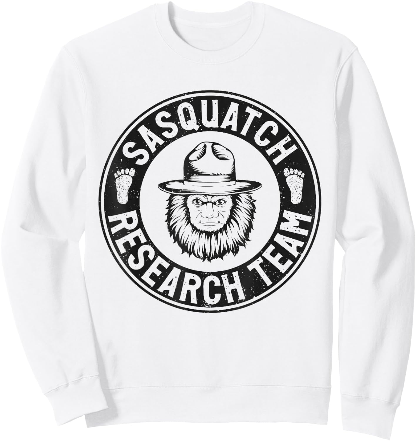 Bigfoot Believer Co Women's Grey Classic Fit Retro Bigfoot Sasquatch Research Team Sweatshirt - Sweatshirt | White