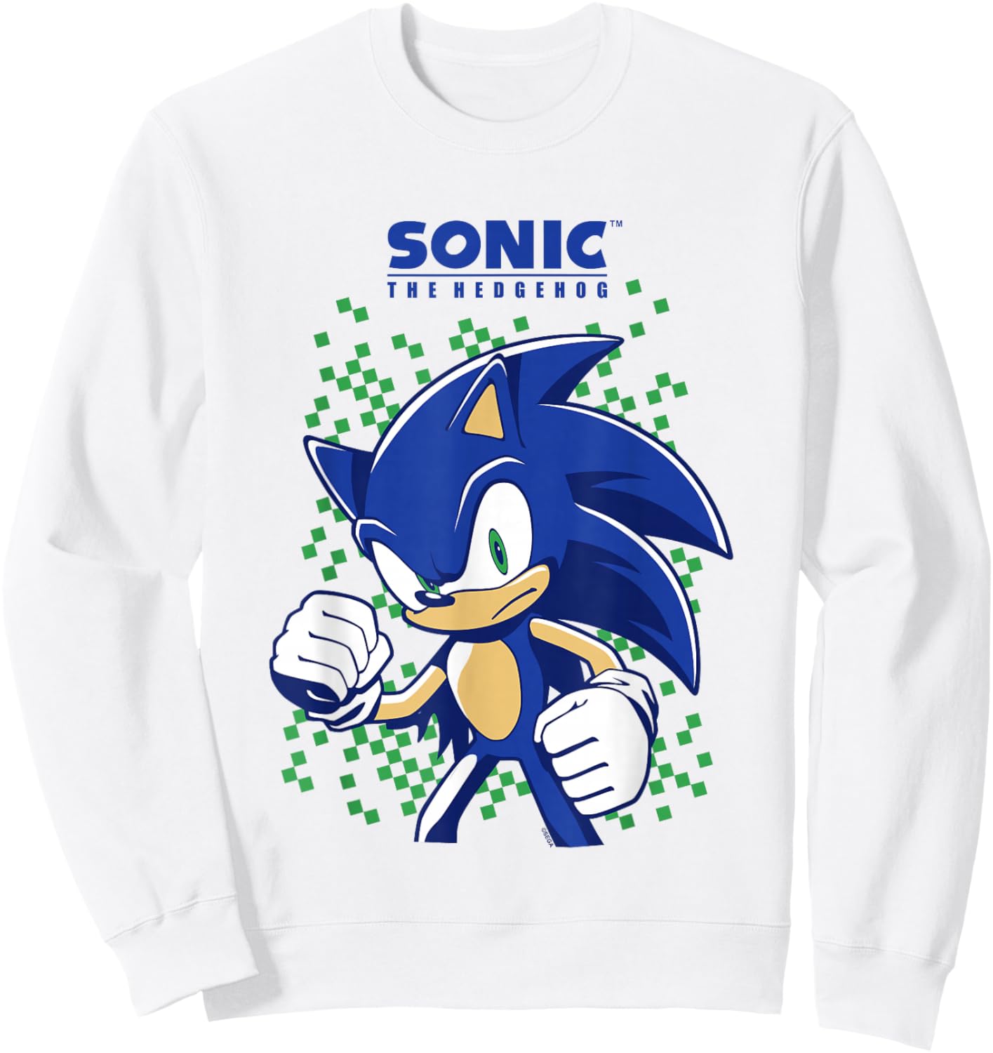 Sonic The Hedgehog Green Pixel Background Epic Shot Sweatshirt - Sweatshirt | White