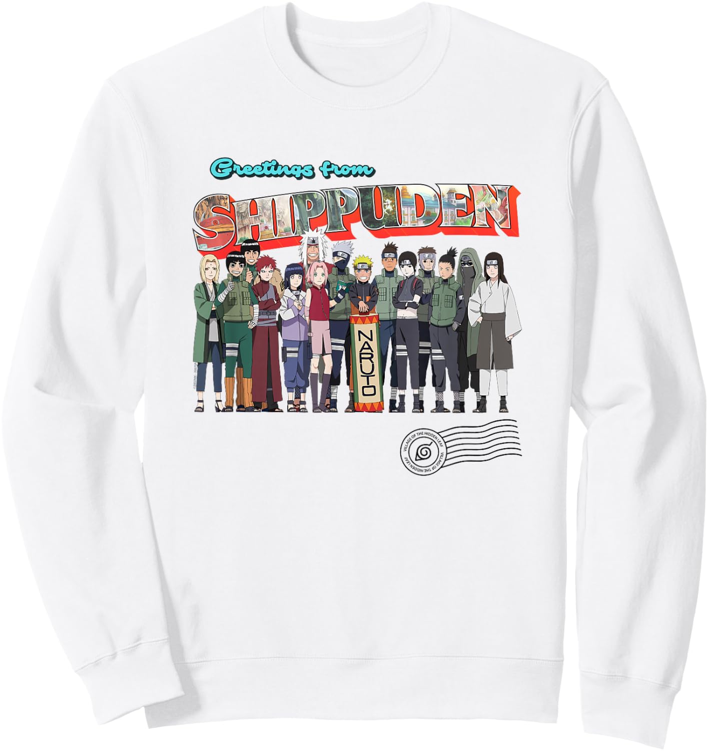 Naruto Shippuden Greetings Hidden Leaf Destination Anime Sweatshirt - Sweatshirt | White