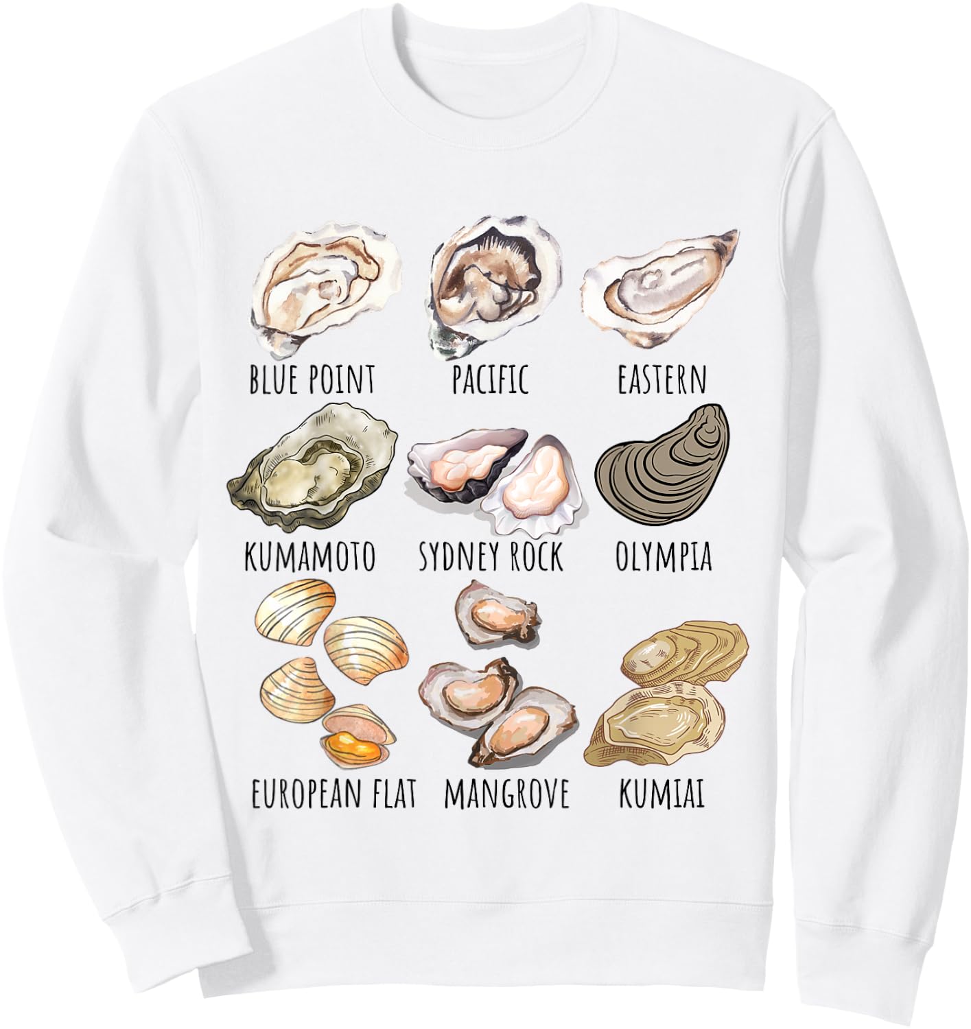 Different Type of Oysters Breed Collection,Cute Oyster Lover Sweatshirt - Sweatshirt | White